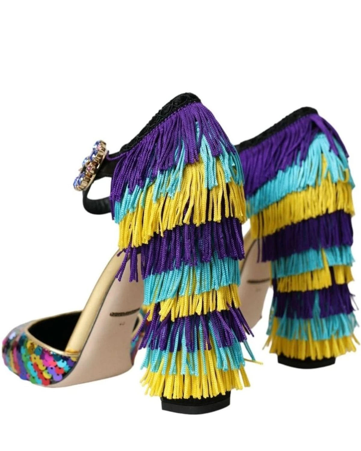 Dolce & Gabbana Multicolor Sequin Crystal Mary Jane Shoes Heels