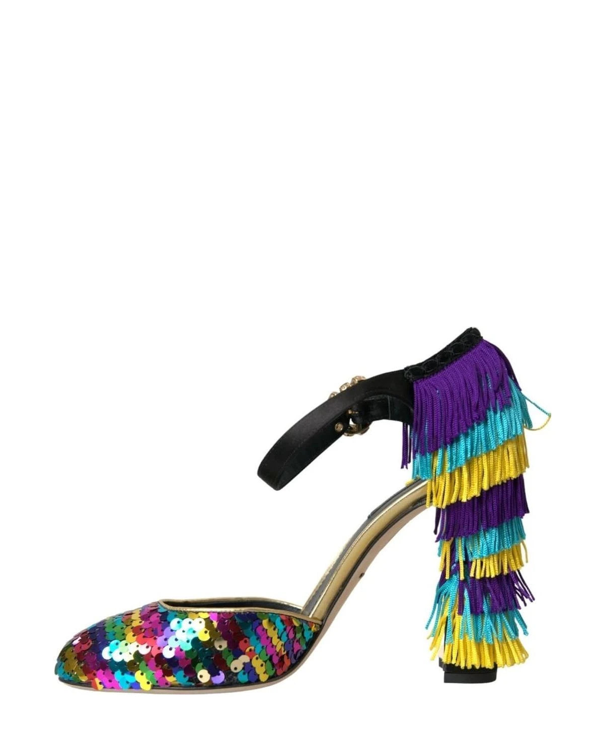 Dolce & Gabbana Multicolor Sequin Crystal Mary Jane Shoes Heels