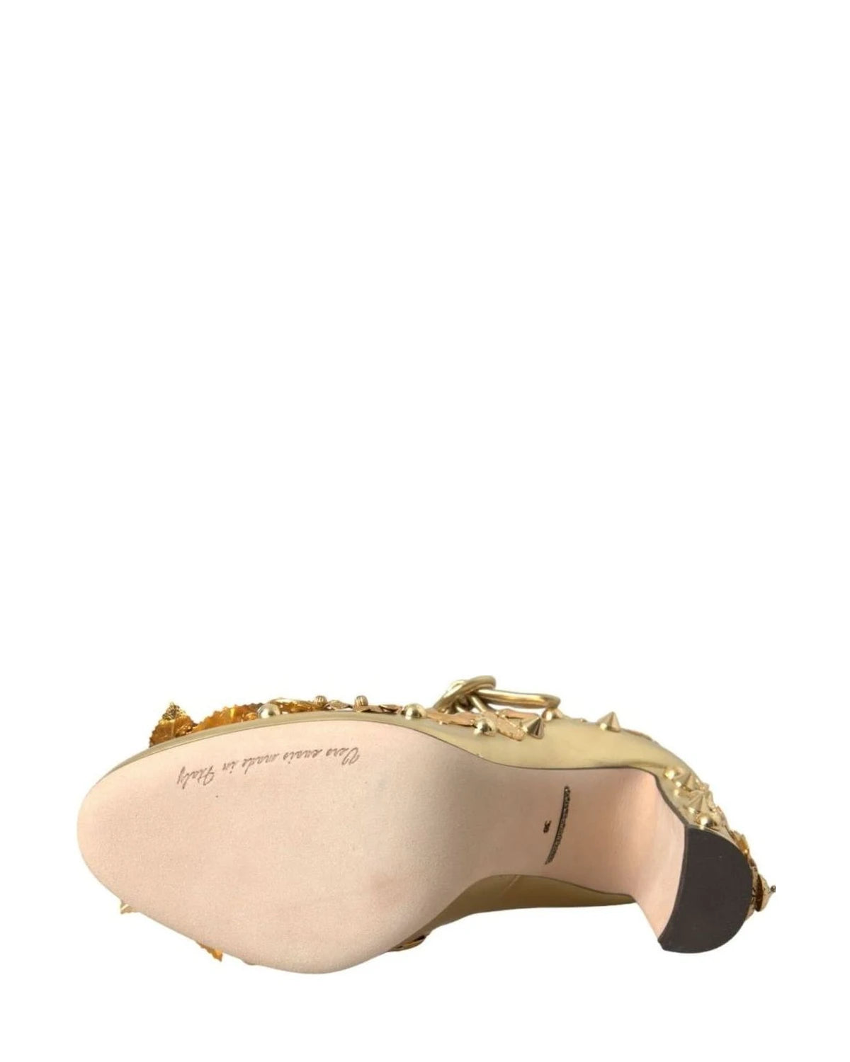 Dolce & Gabbana Gold Leather Crystal Mary Janes Pumps Shoes Heels