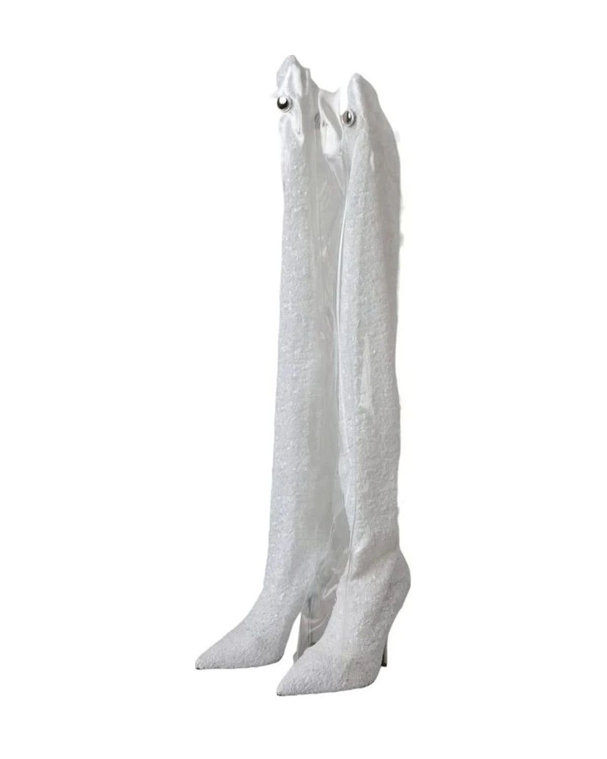 Dolce & Gabbana White Heels Stiletto Knee High Boots Shoes Boots