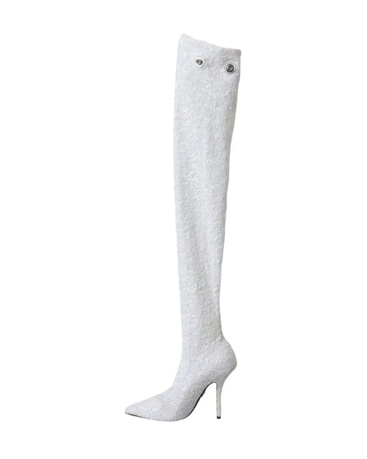 Dolce & Gabbana White Heels Stiletto Knee High Boots Shoes Boots