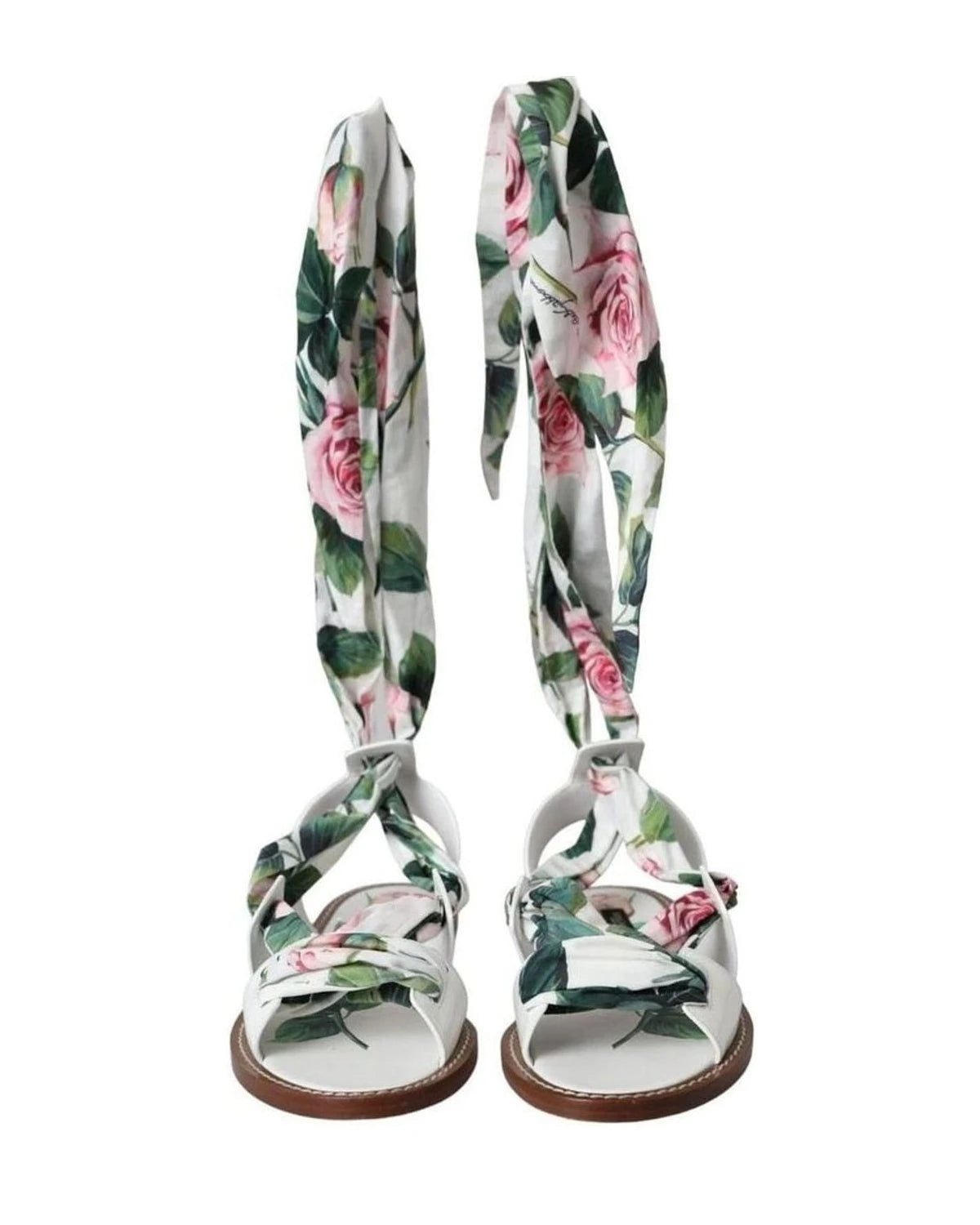 Dolce & Gabbana Multicolor Floral Print Ankle Wrap Sandals Shoes Sandals