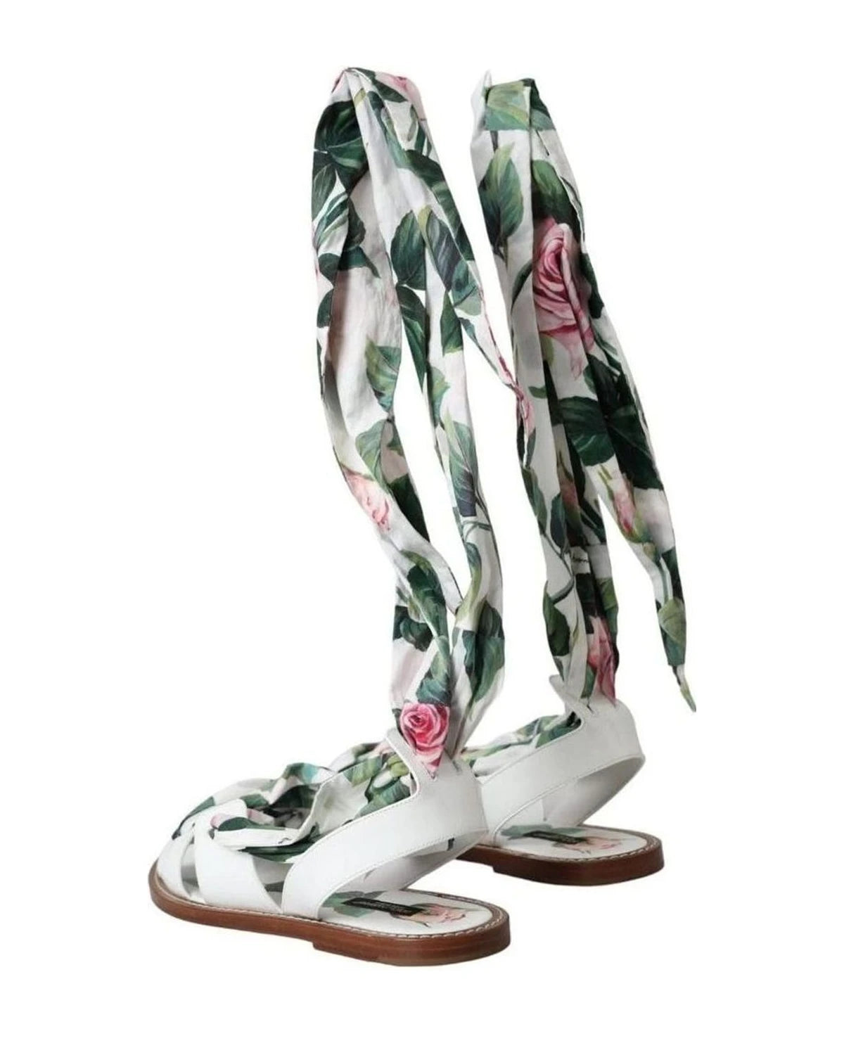 Dolce & Gabbana Multicolor Floral Print Ankle Wrap Sandals Shoes Sandals