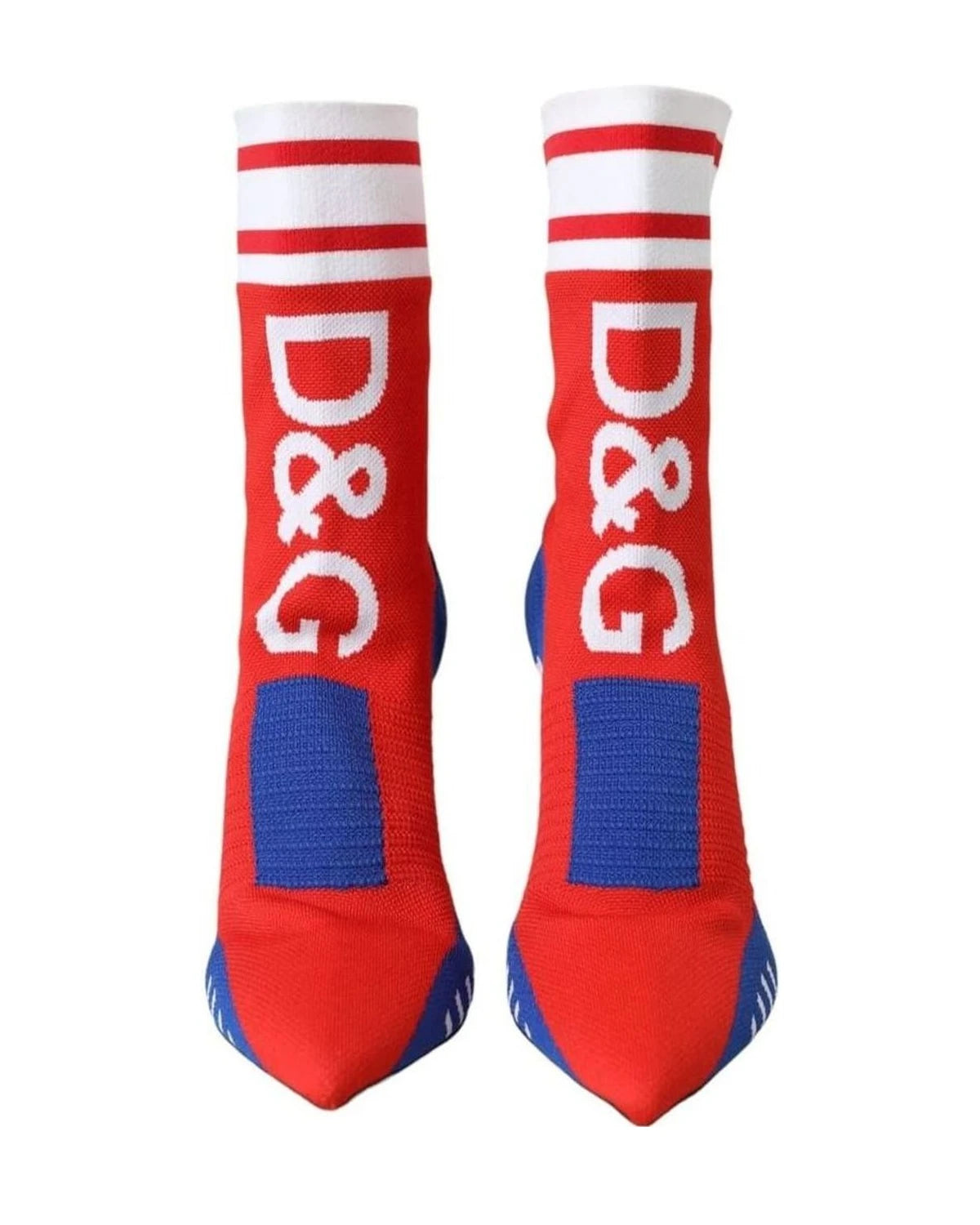 Dolce & Gabbana Red Blue Stretch Sock Style Ankle Boots Logo Shoes Boots