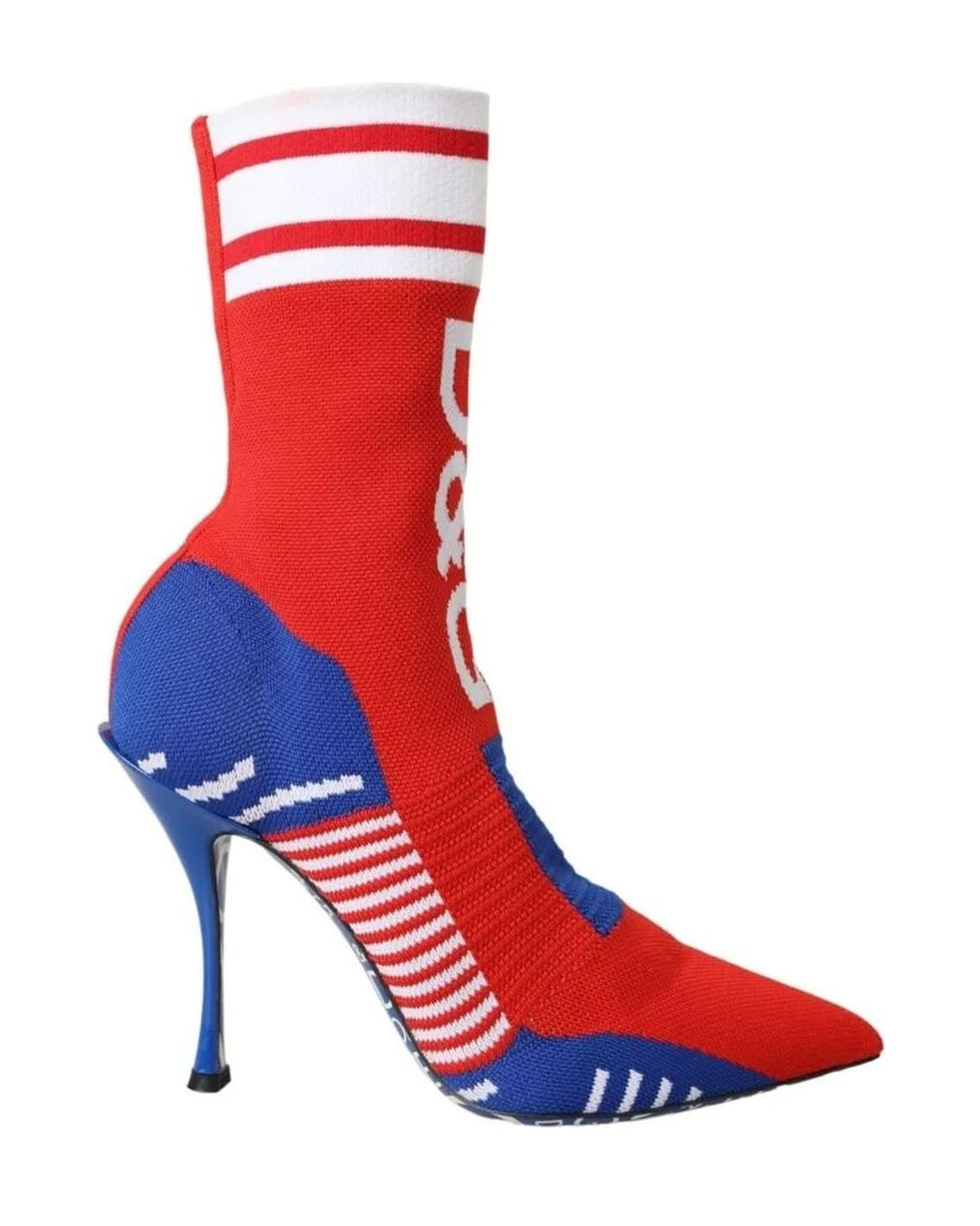 Dolce & Gabbana Red Blue Stretch Sock Style Ankle Boots Logo Shoes Boots