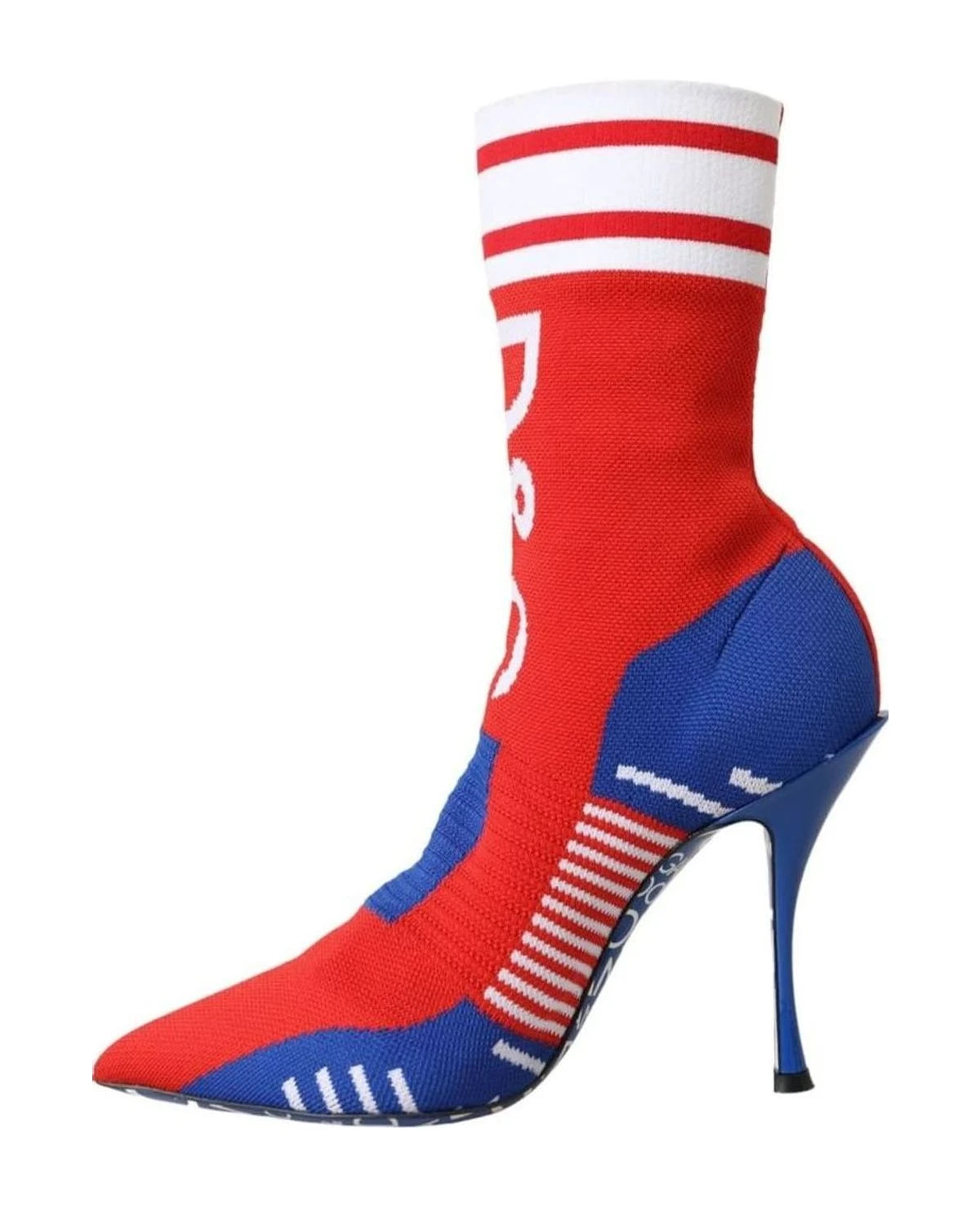 Dolce & Gabbana Red Blue Stretch Sock Style Ankle Boots Logo Shoes Boots