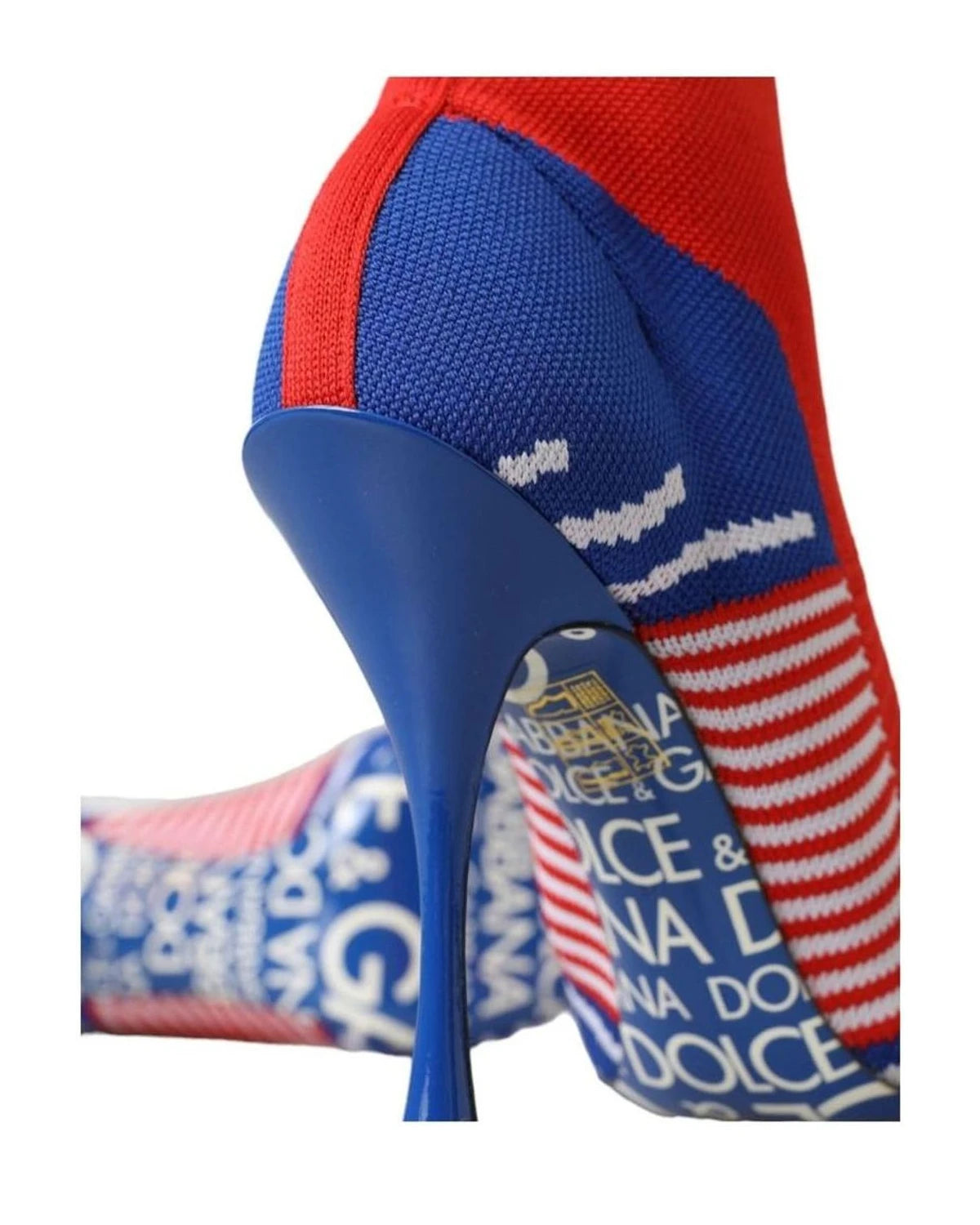 Dolce & Gabbana Red Blue Stretch Sock Style Ankle Boots Logo Shoes Boots