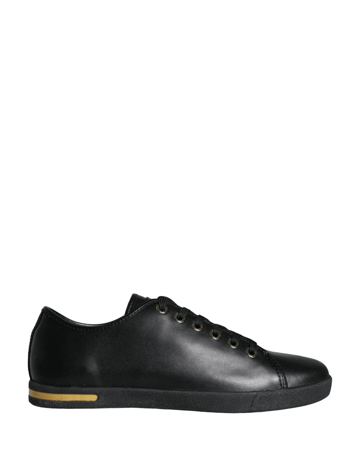 Dolce & Gabbana Black Gold Leather Classic Sneakers Shoes Glam Steals