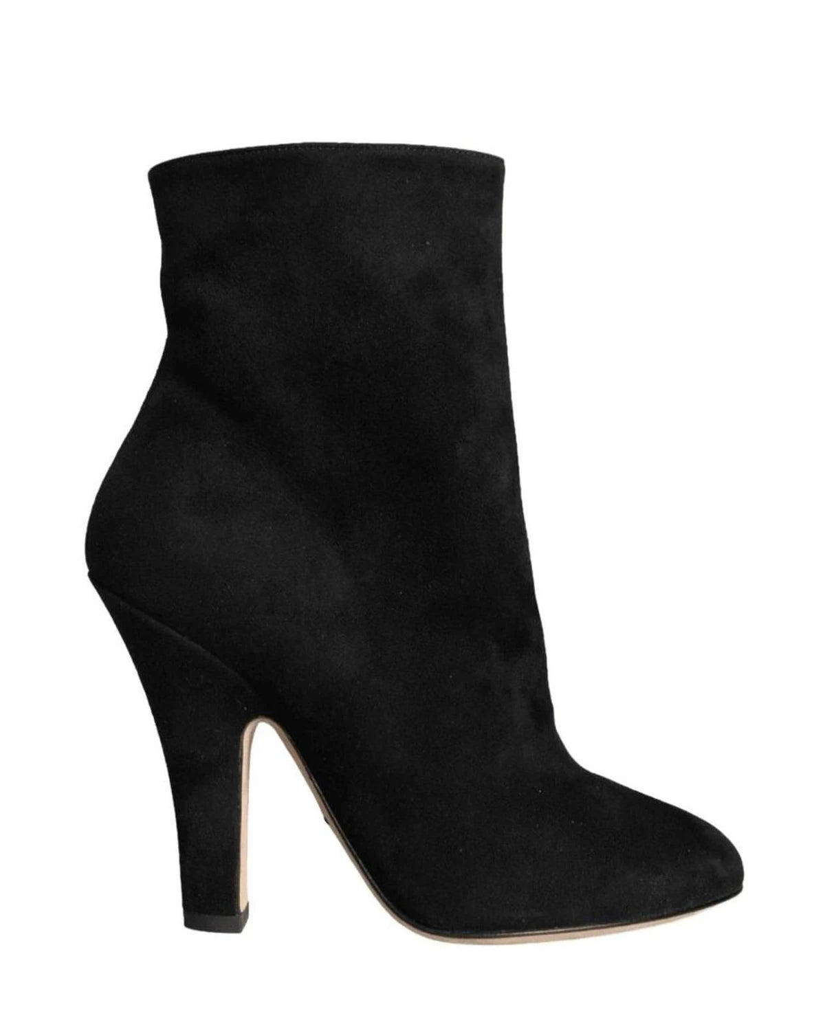 Dolce & Gabbana Black Suede Leather Mid Calf Boots Shoes Boots