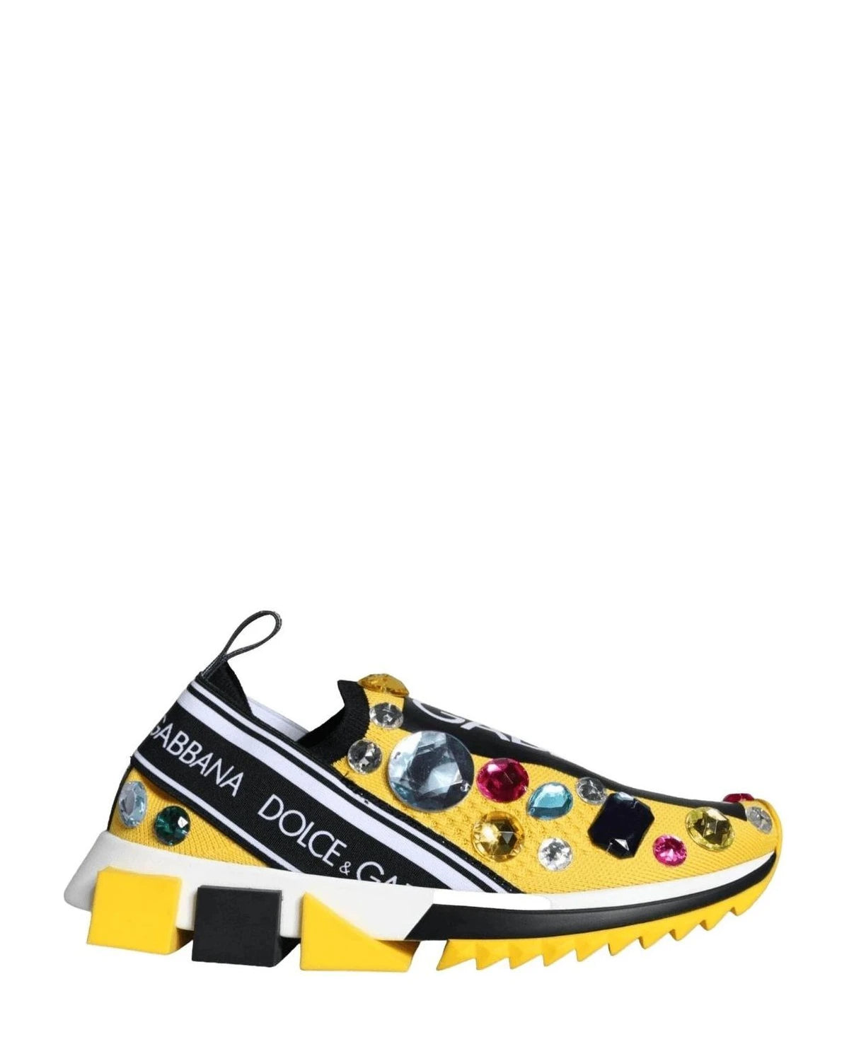 Dolce & Gabbana Yellow Sorrento Crystals Sneakers Womens Shoes Sneakers