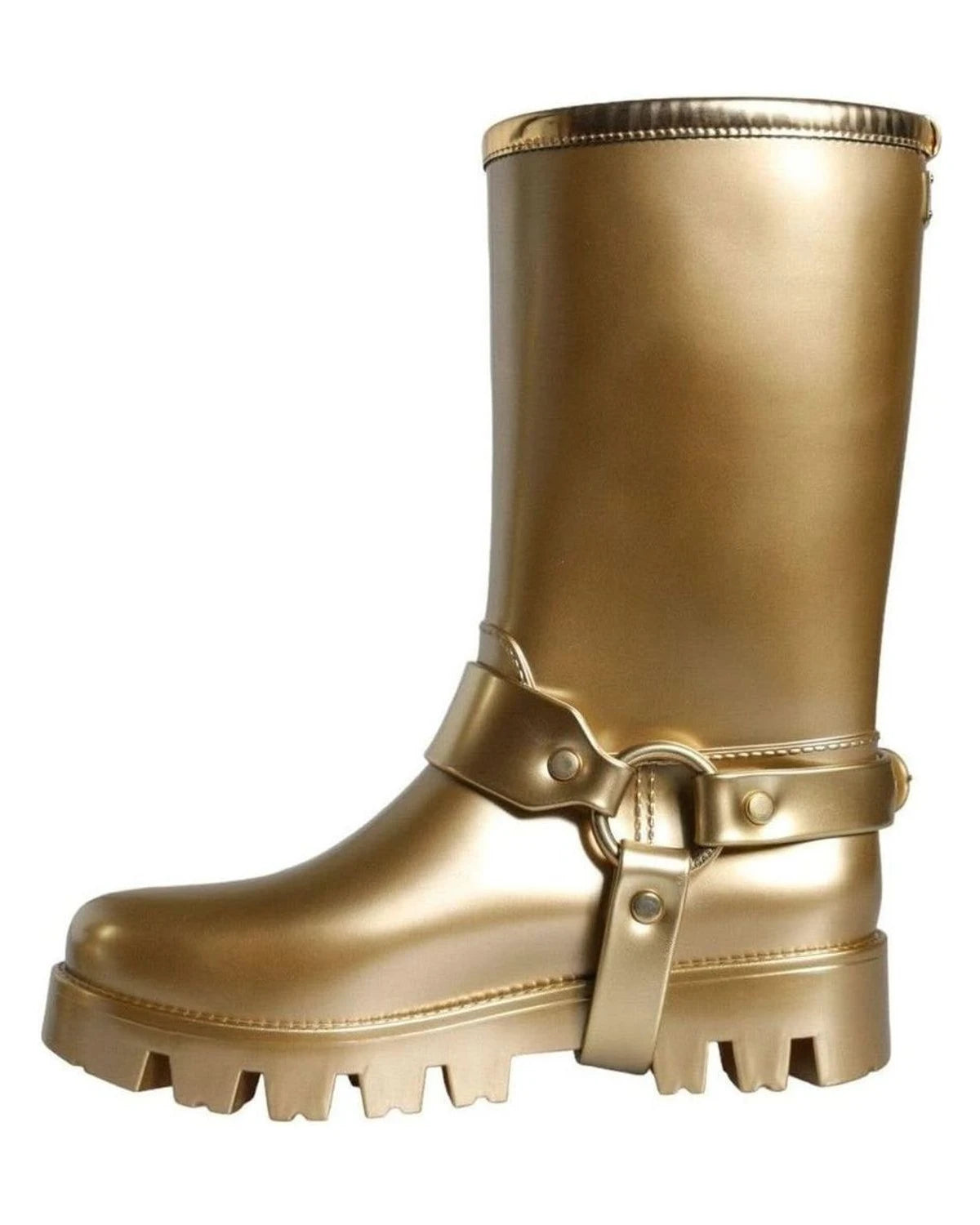 Dolce & Gabbana Gold Metallic Rubber Pvc Rain Boots Shoes Boots