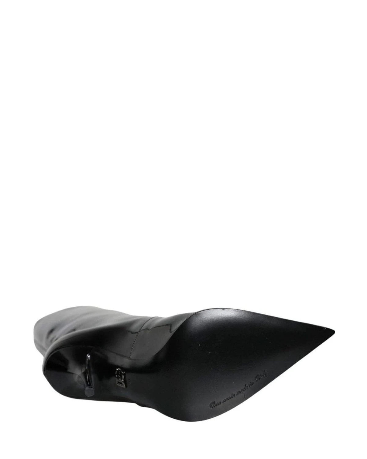 Dolce & Gabbana Black Patent Leather Mid Calf Boots Shoes Boots