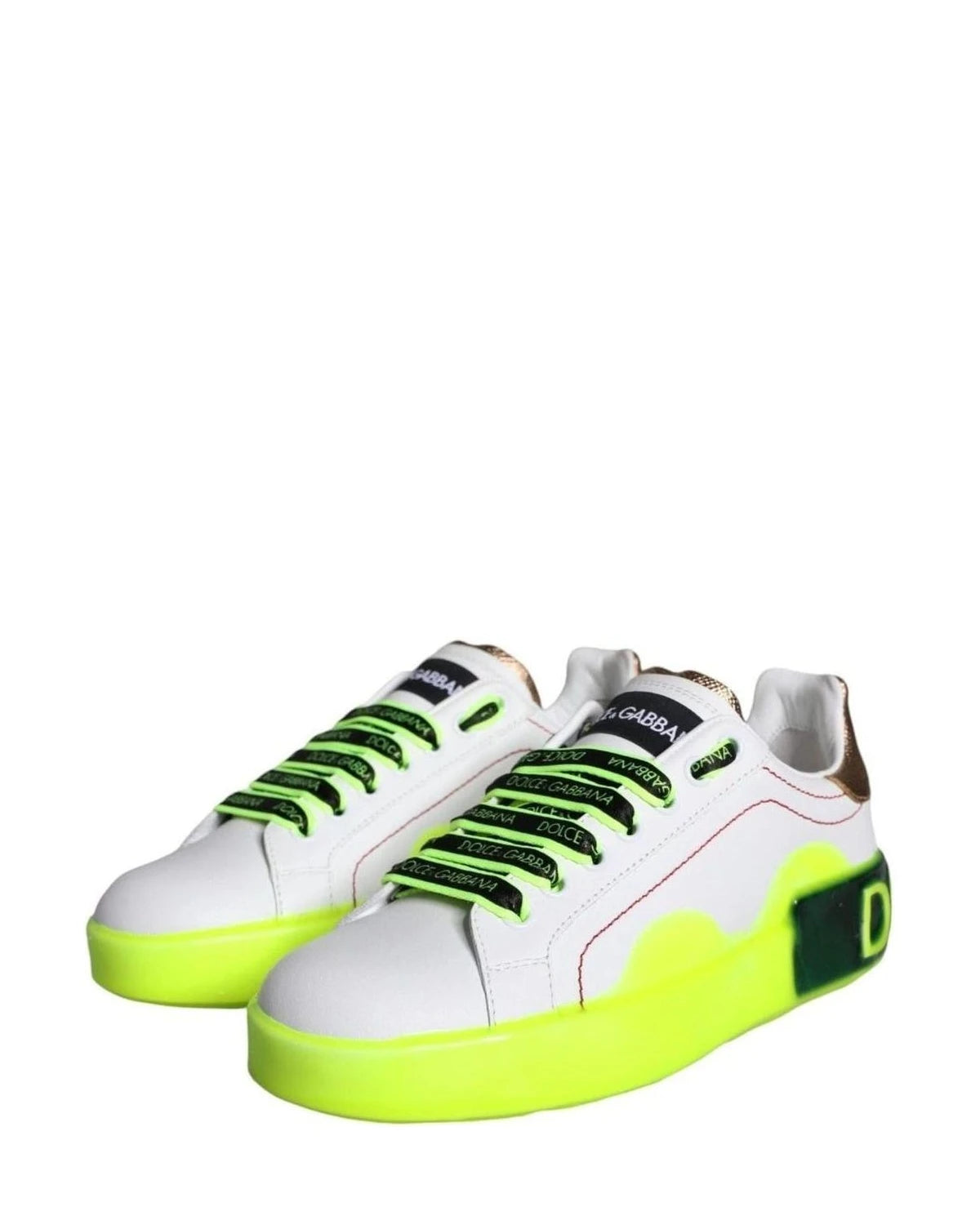 Dolce & Gabbana White Leather Portofino Low Top Sneakers Shoes Sneakers