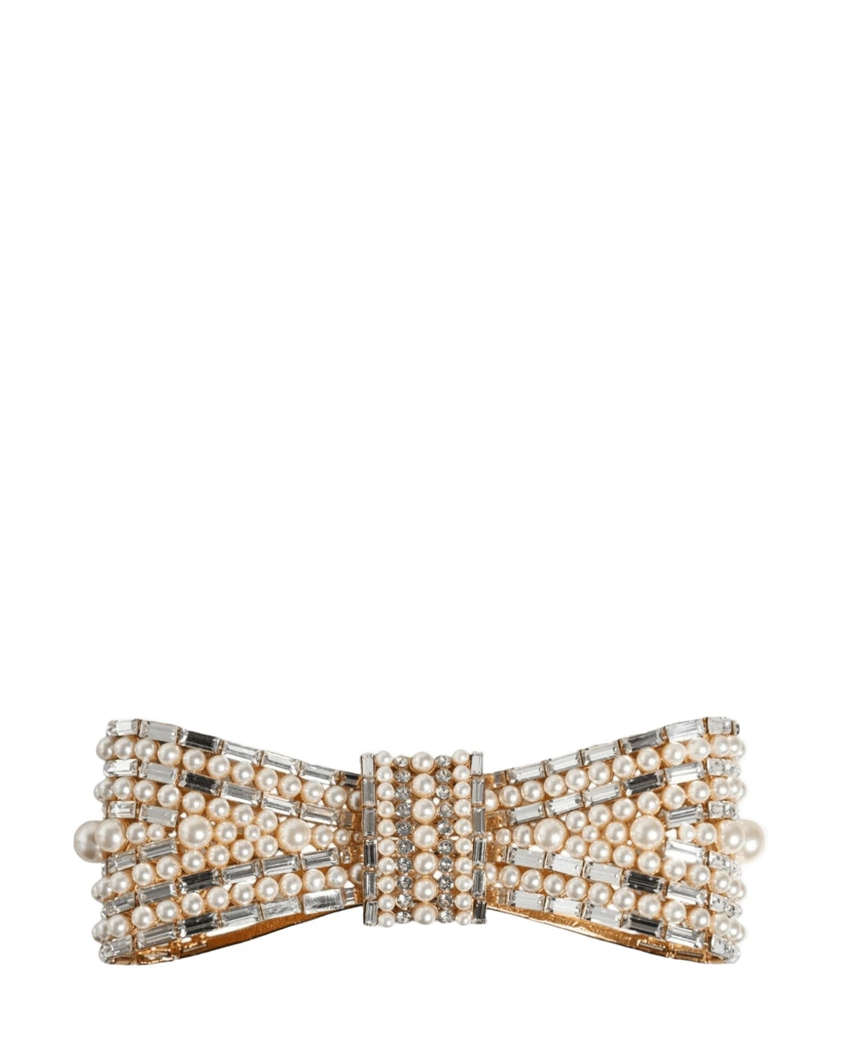 Dolce & Gabbana Gold Tone Brass Bow Crystal Fauxpearl Embellished Brooch Brooches & Lapel Pins