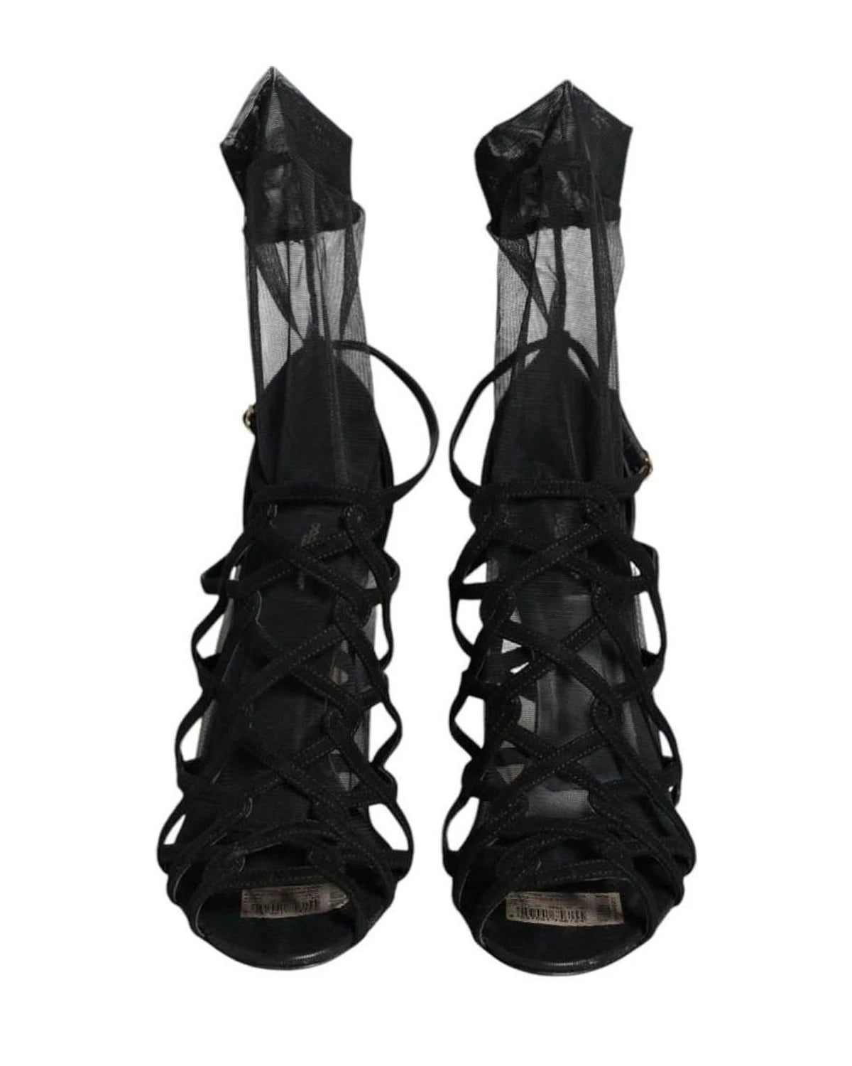 Dolce & Gabbana Black Tulle Stretch Heels Sandals Shoes Heels