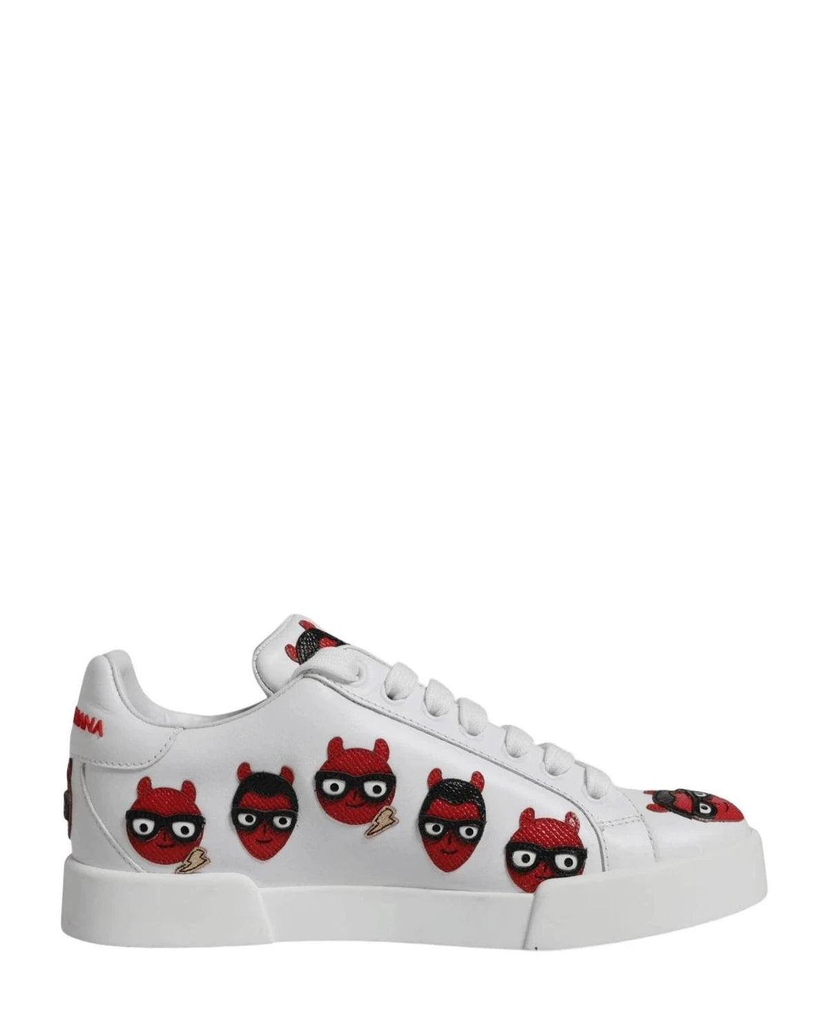 Dolce & Gabbana White Devil Face Portofino Sneakers Shoes Sneakers