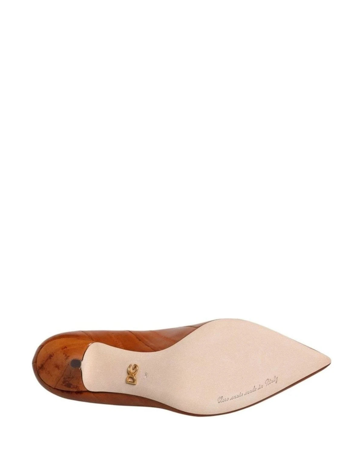 Dolce & Gabbana Brown Leather Kitten Heels Pumps Shoes Heels
