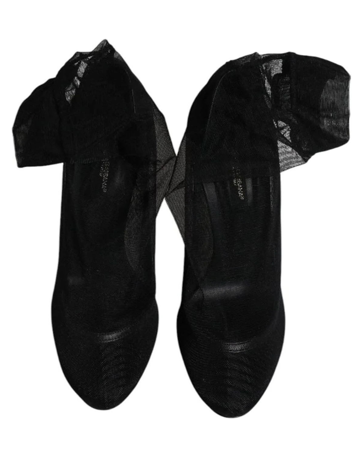 Dolce & Gabbana Black Nylon Mesh Sock Style Boots Shoes Boots