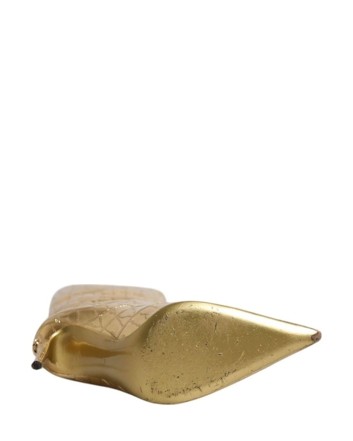 Dolce & Gabbana Gold Leather Stiletto Heels High Boots Shoes Boots