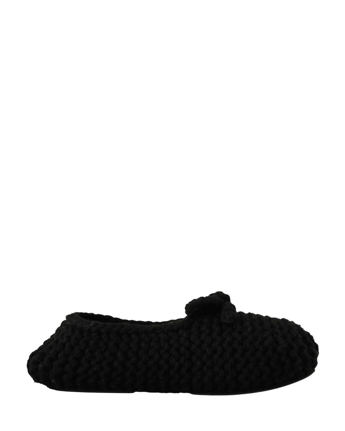 Dolce & Gabbana Black Wool Elegant Knit Ballet Flats Flats