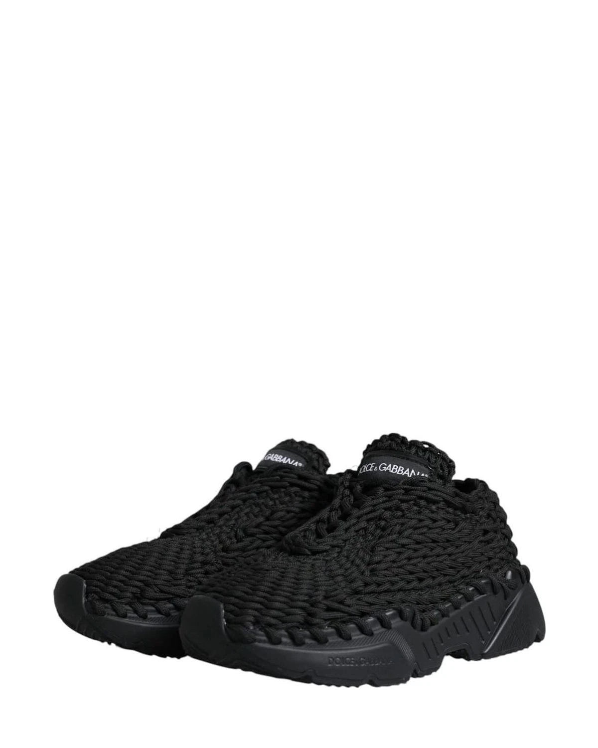 Dolce & Gabbana Black Knitted Daymaster Sneakers Shoes Sneakers