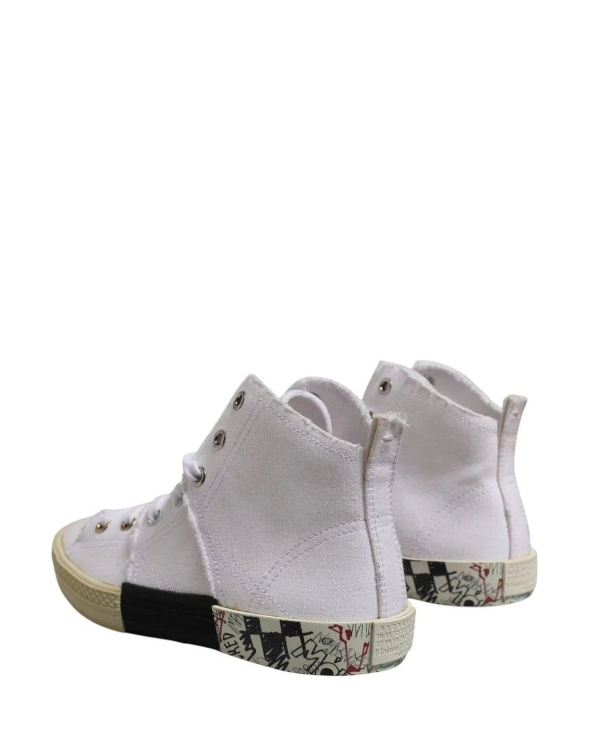 Maison Margiela White Lace Up Mid Top Women Sneakers Shoes Sneakers