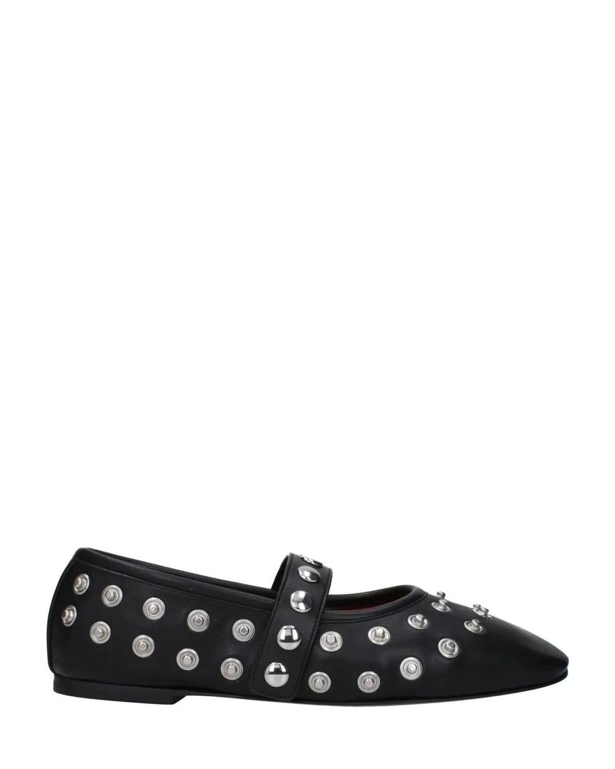 Stella Mccartney Black Leather Ballet Flats Flats