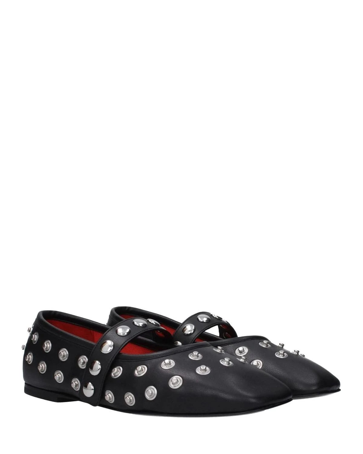 Stella Mccartney Black Leather Ballet Flats Flats