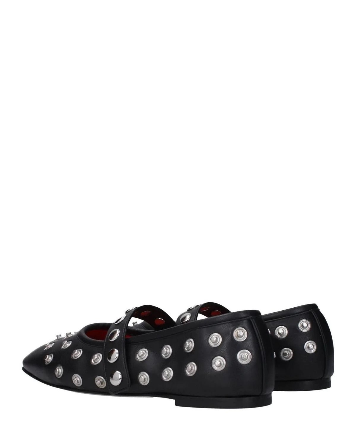 Stella Mccartney Black Leather Ballet Flats Flats