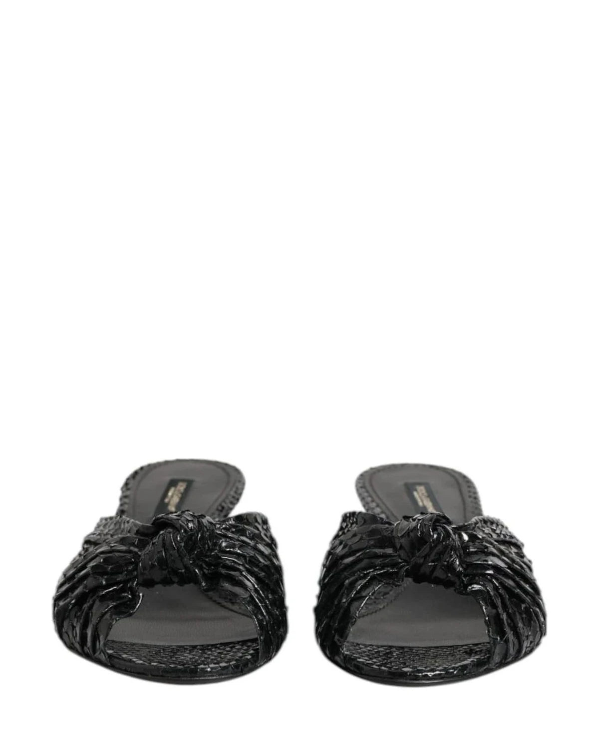 Dolce & Gabbana Black Leather Heels Slides Sandals Shoes Sandals