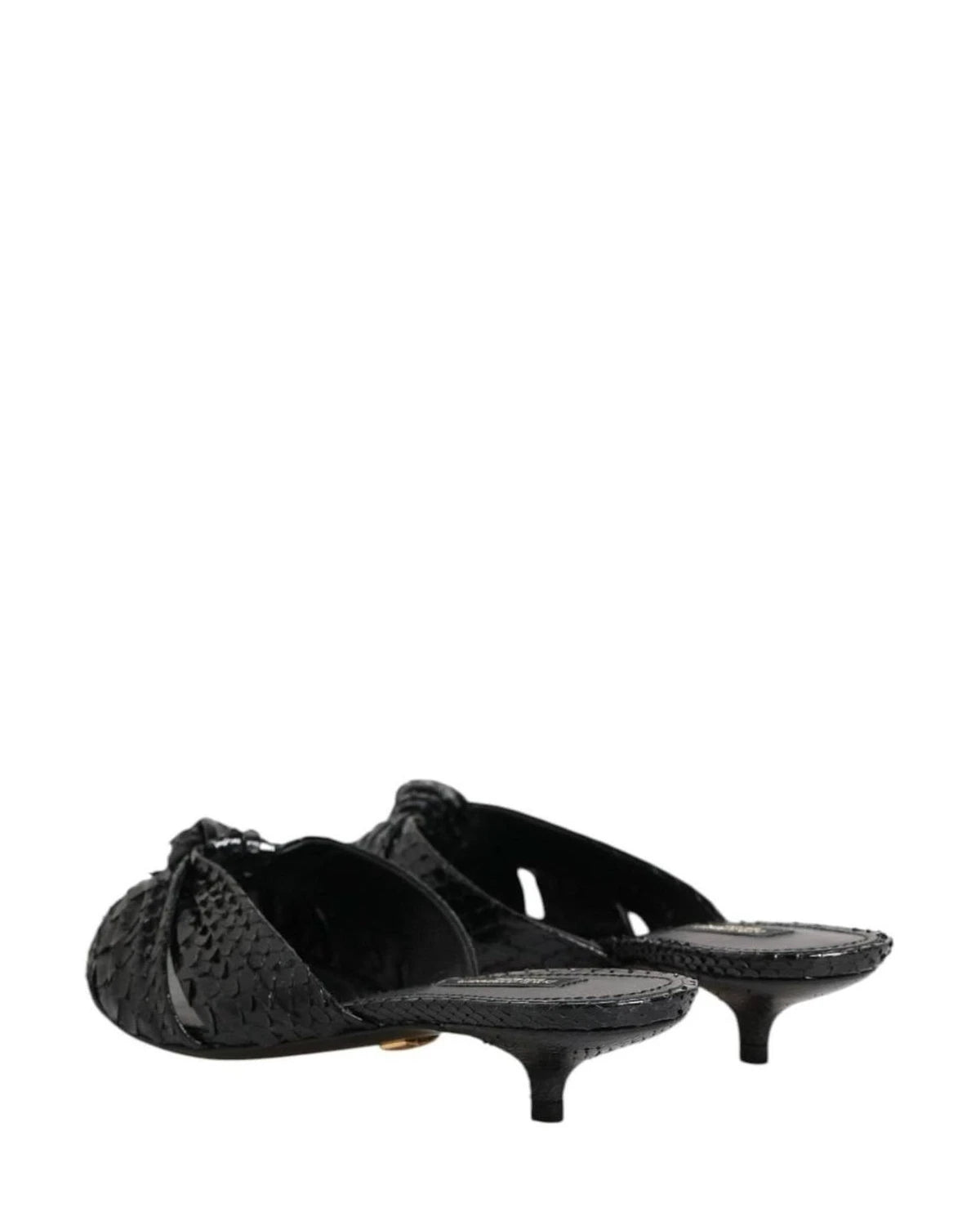 Dolce & Gabbana Black Leather Heels Slides Sandals Shoes Sandals