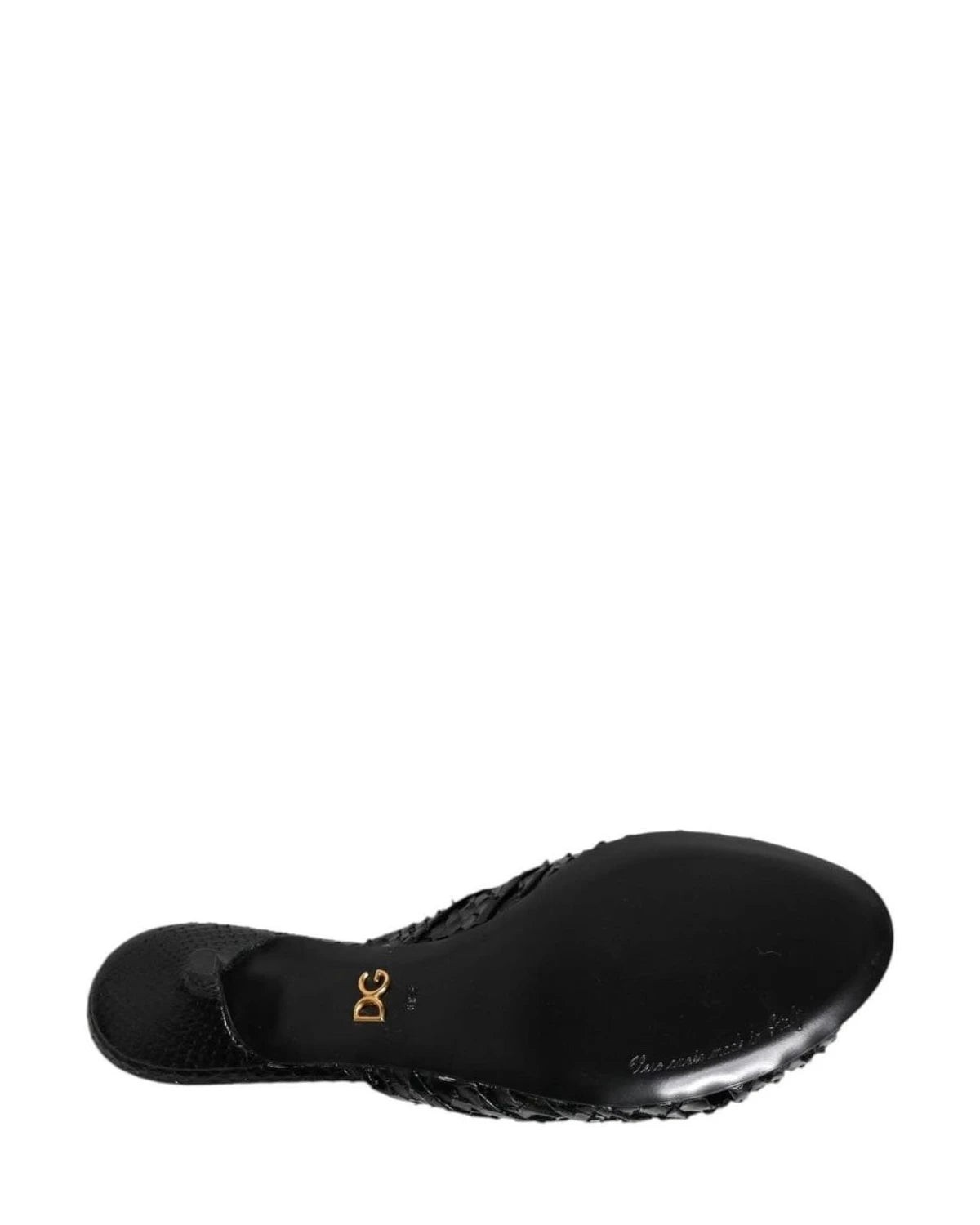 Dolce & Gabbana Black Leather Heels Slides Sandals Shoes Sandals