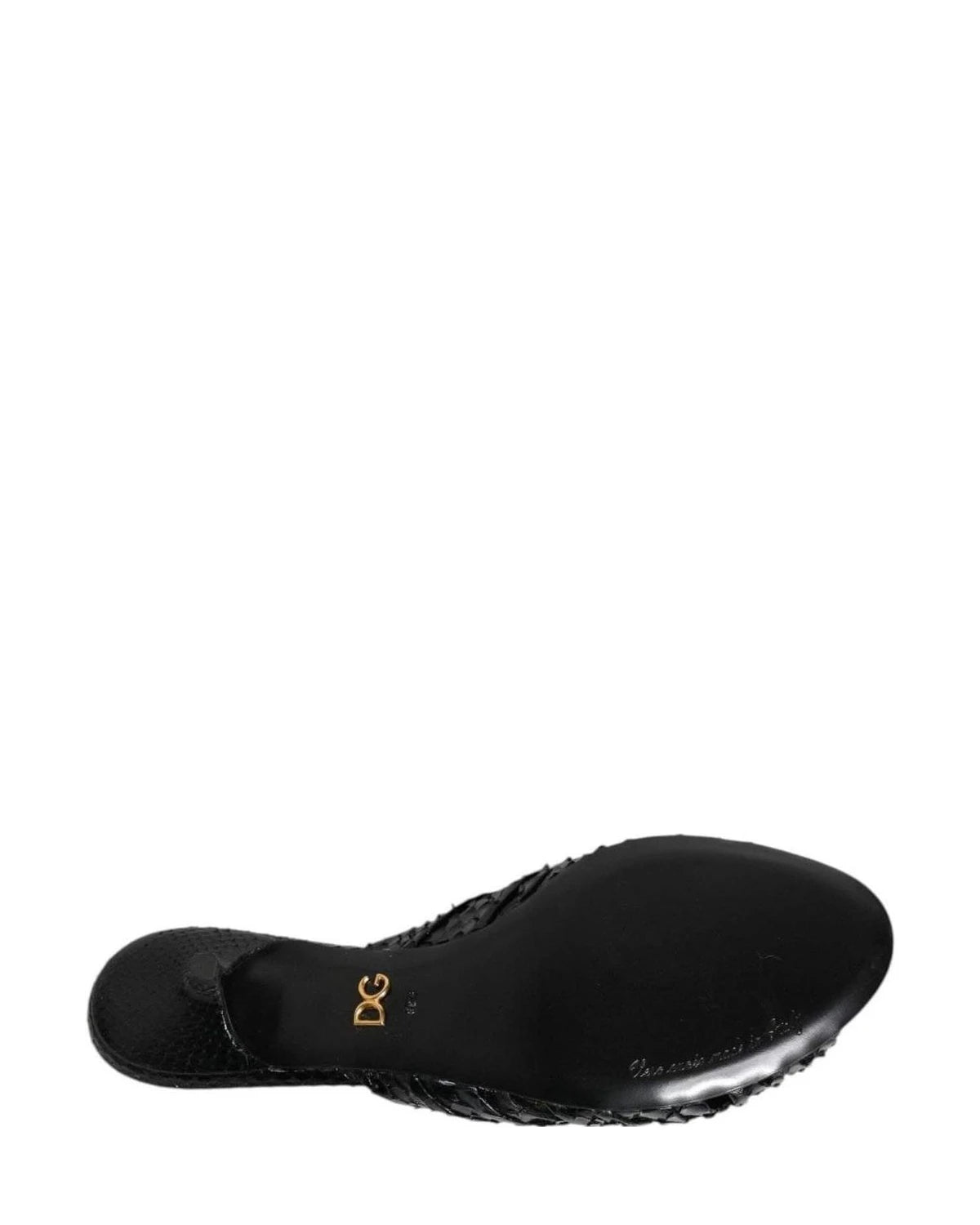 Dolce & Gabbana Black Leather Heels Slides Sandals Shoes Heels