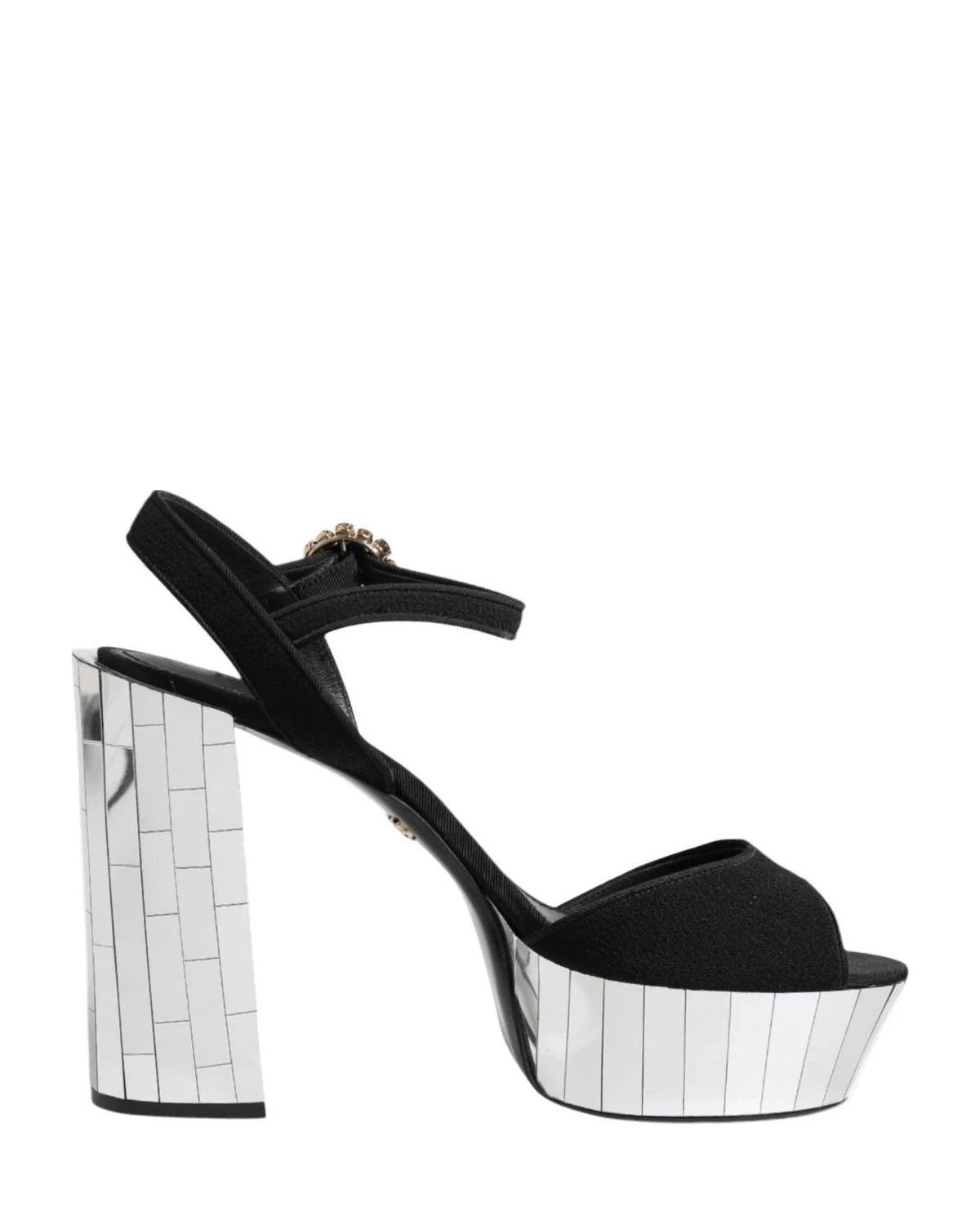 Dolce & Gabbana Black Crystal Ankle Strap Keira Sandals Shoes Heels