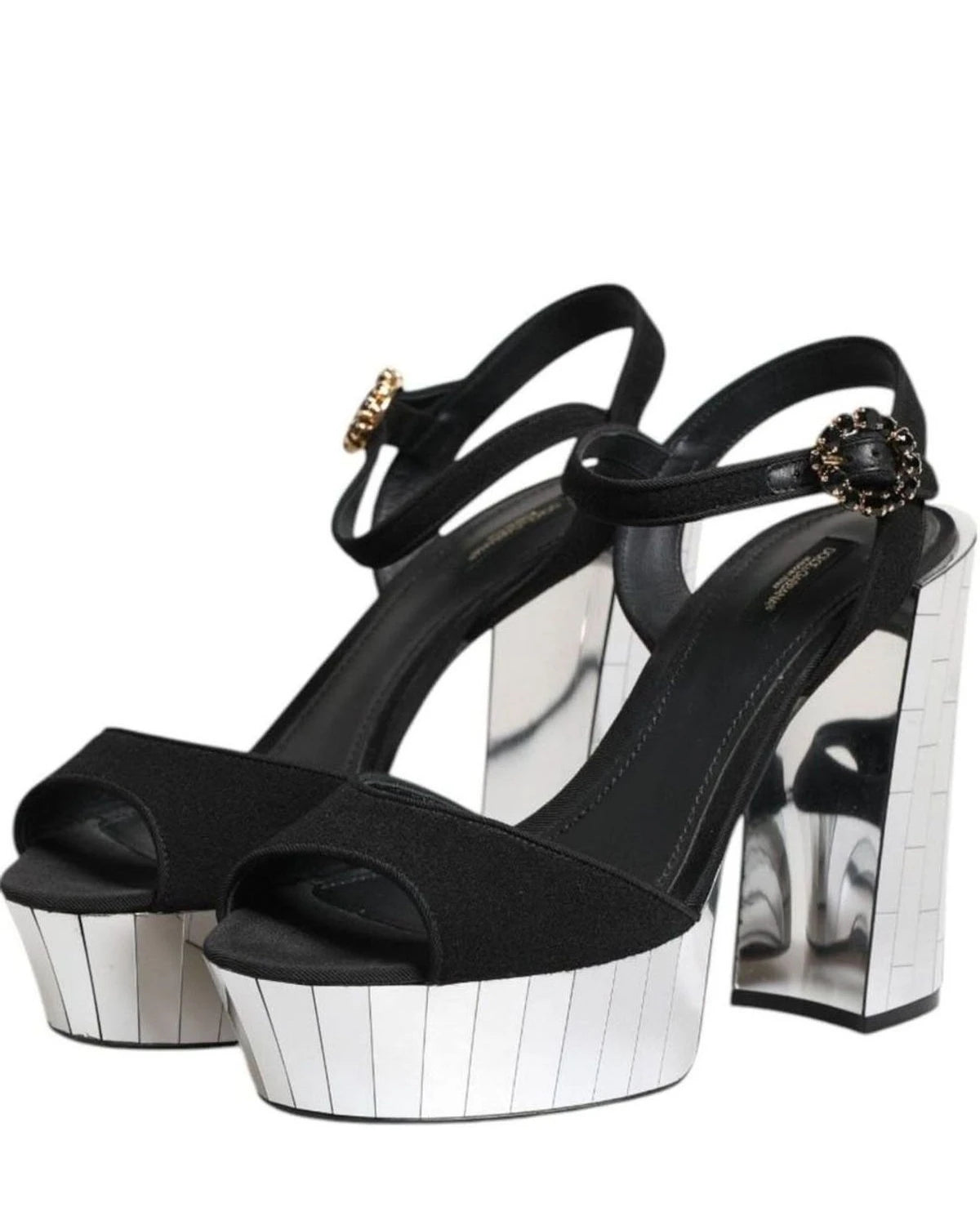 Dolce & Gabbana Black Crystal Ankle Strap Keira Sandals Shoes Heels
