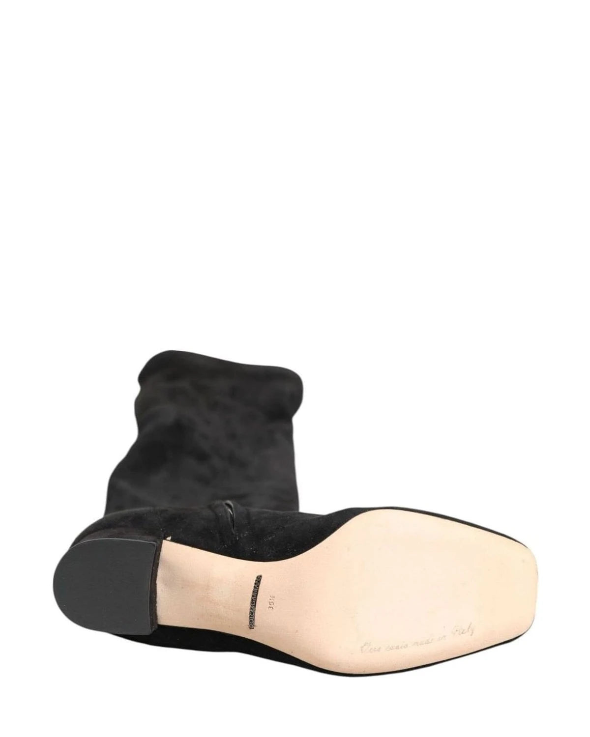 Dolce & Gabbana Black Suede Leather Knee High Boots Shoes Boots