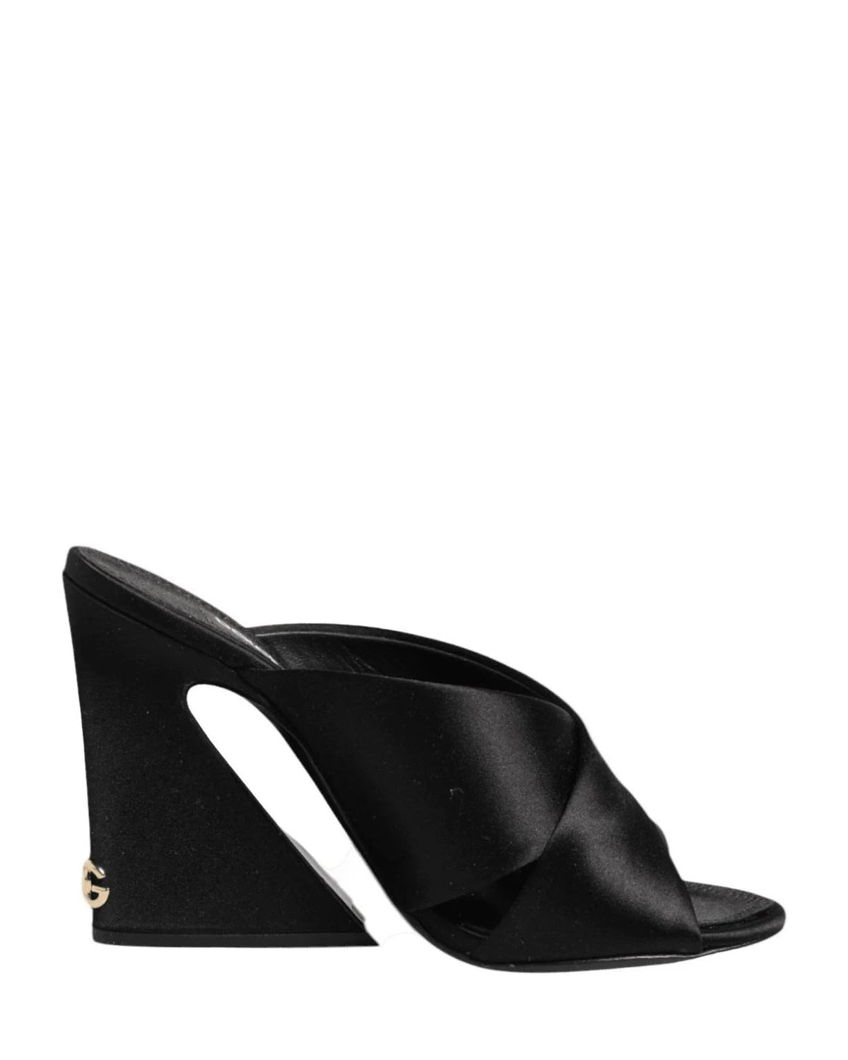 Dolce & Gabbana Black Satin Logo Keira Slides Sandals Shoes Glam Steals