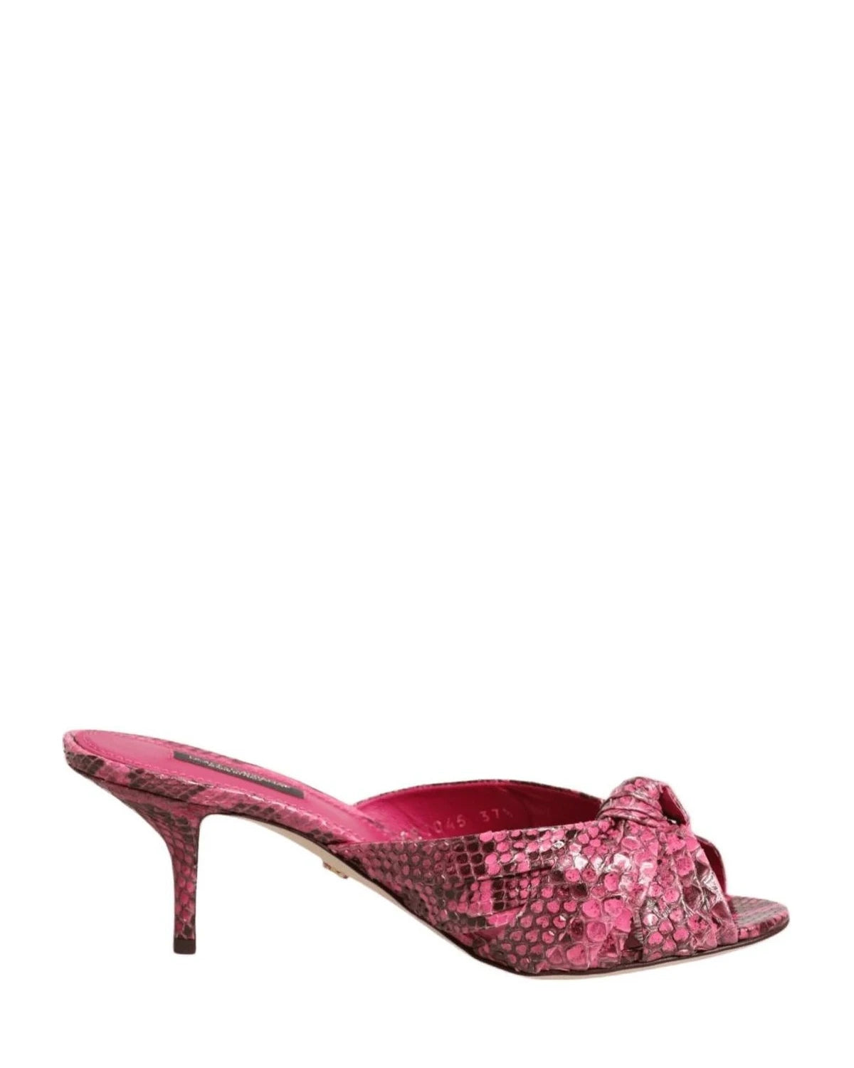 Dolce & Gabbana Pink Leather Heels Slides Sandals Shoes Heels