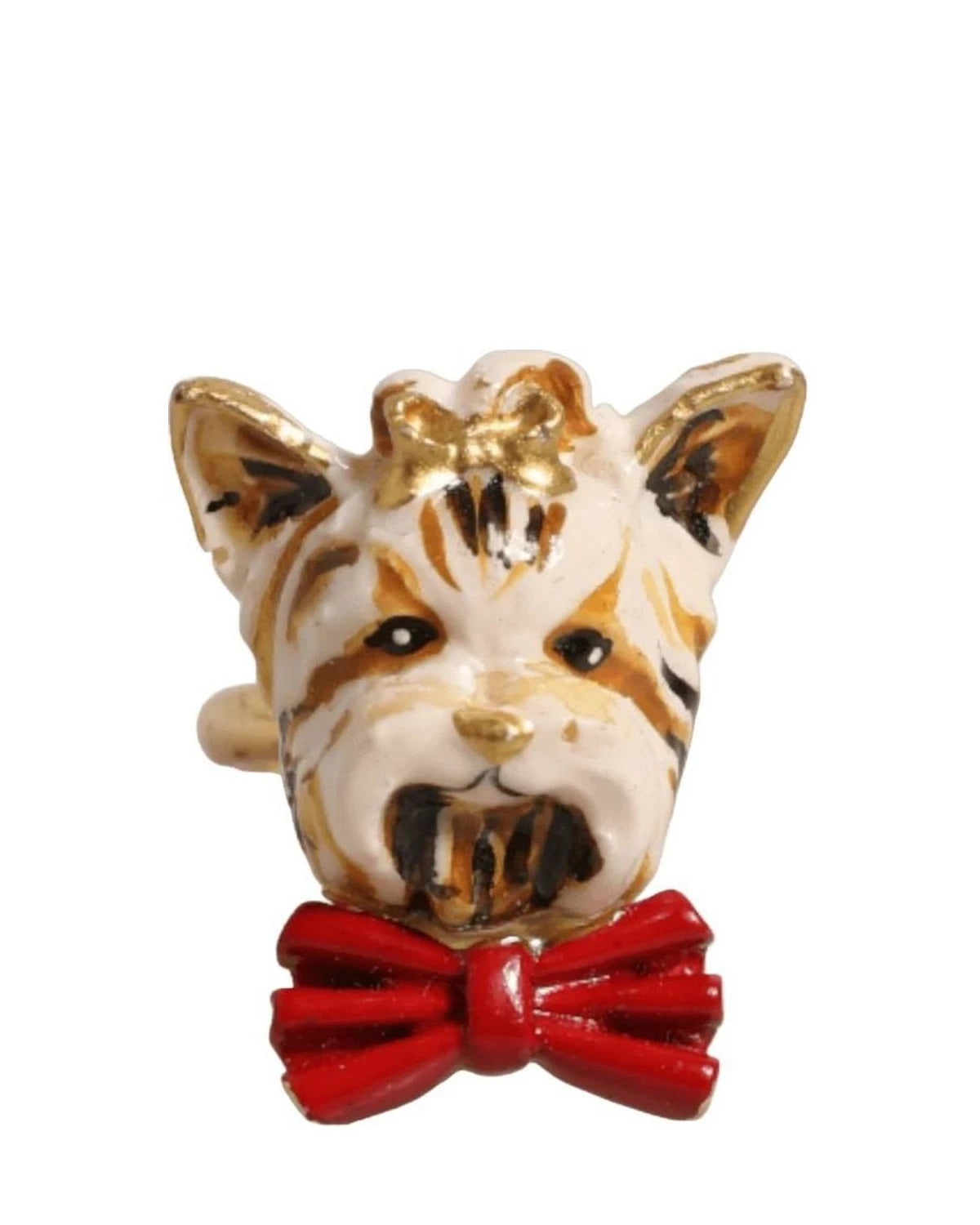 Dolce & Gabbana Beige Brass Resin Dog Pet Accessory Ring Rings
