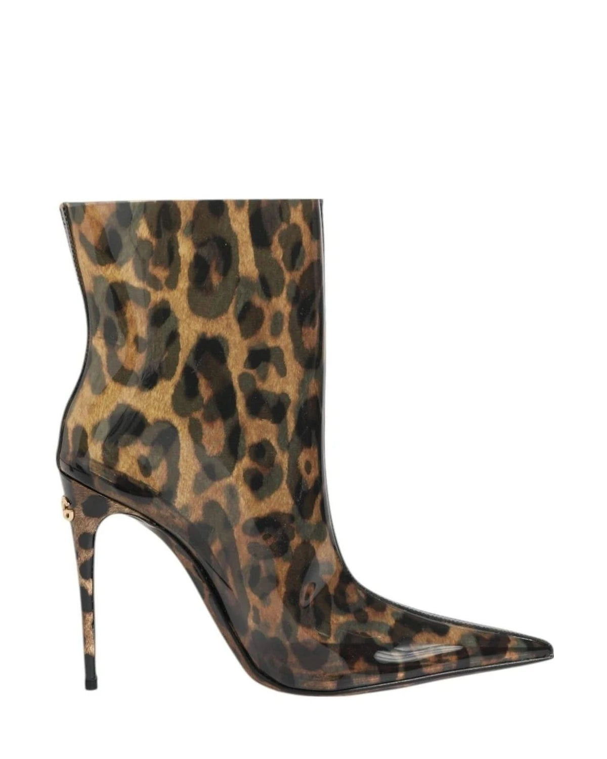 Dolce & Gabbana Leopard Print Pvc Pointed Toe Boots Shoes Boots