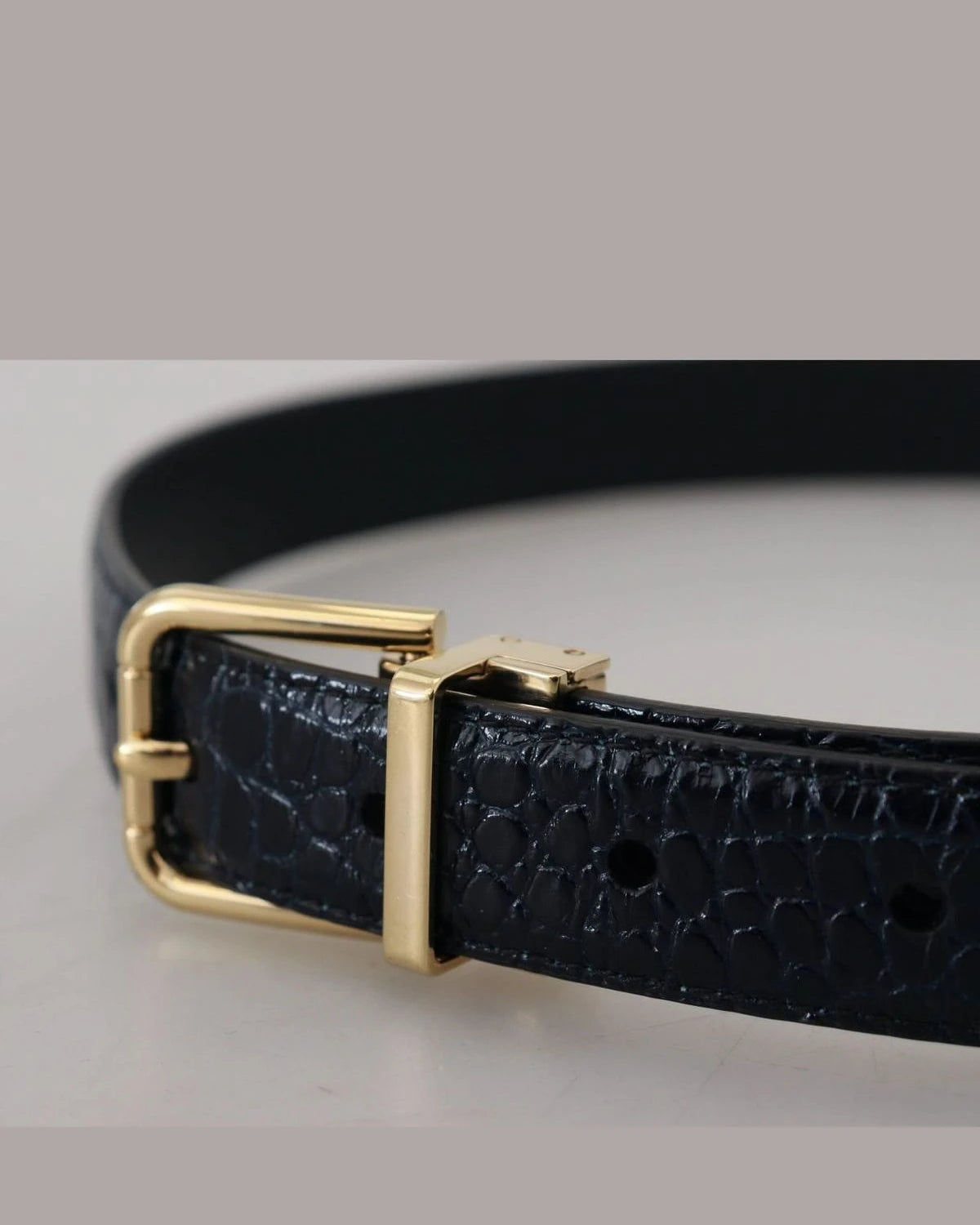 Dolce & Gabbana Black Leather Exotic Metal Buckle Belt Belts