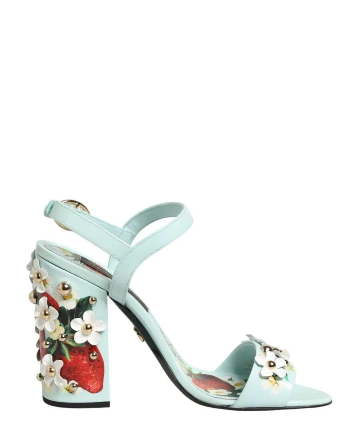 Dolce & Gabbana Green Mint Floral Studs Heels Sandals Shoes Sandals