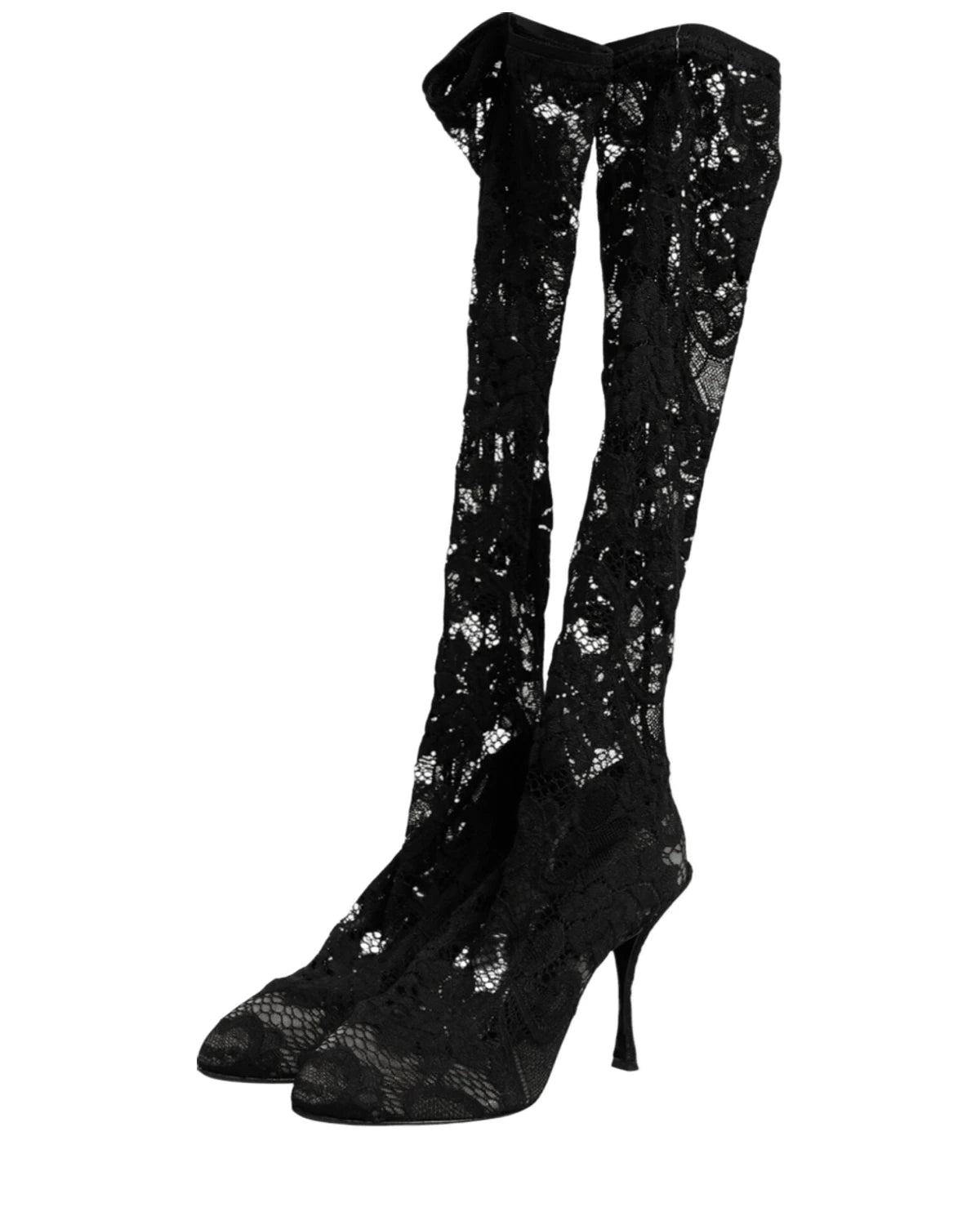 Dolce & Gabbana Black Lace Pumps Taormina Socks Boots Shoes Boots