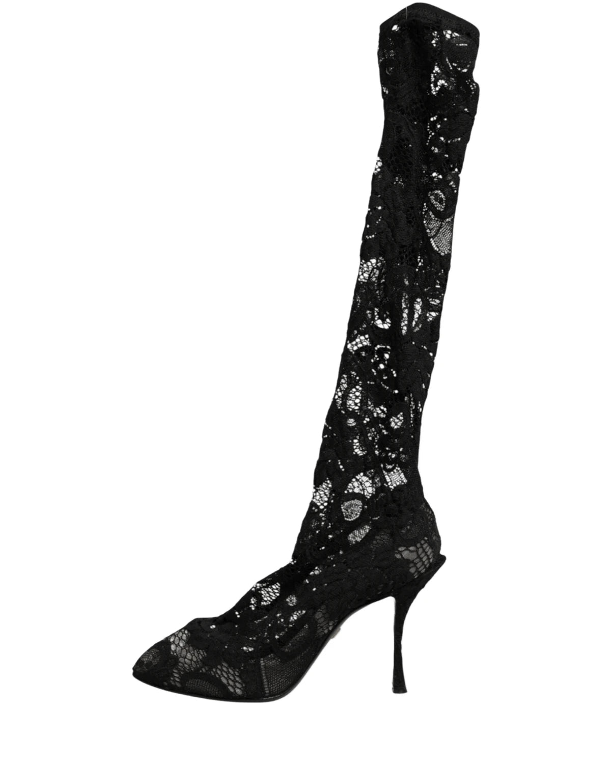 Dolce & Gabbana Black Lace Pumps Taormina Socks Boots Shoes Boots