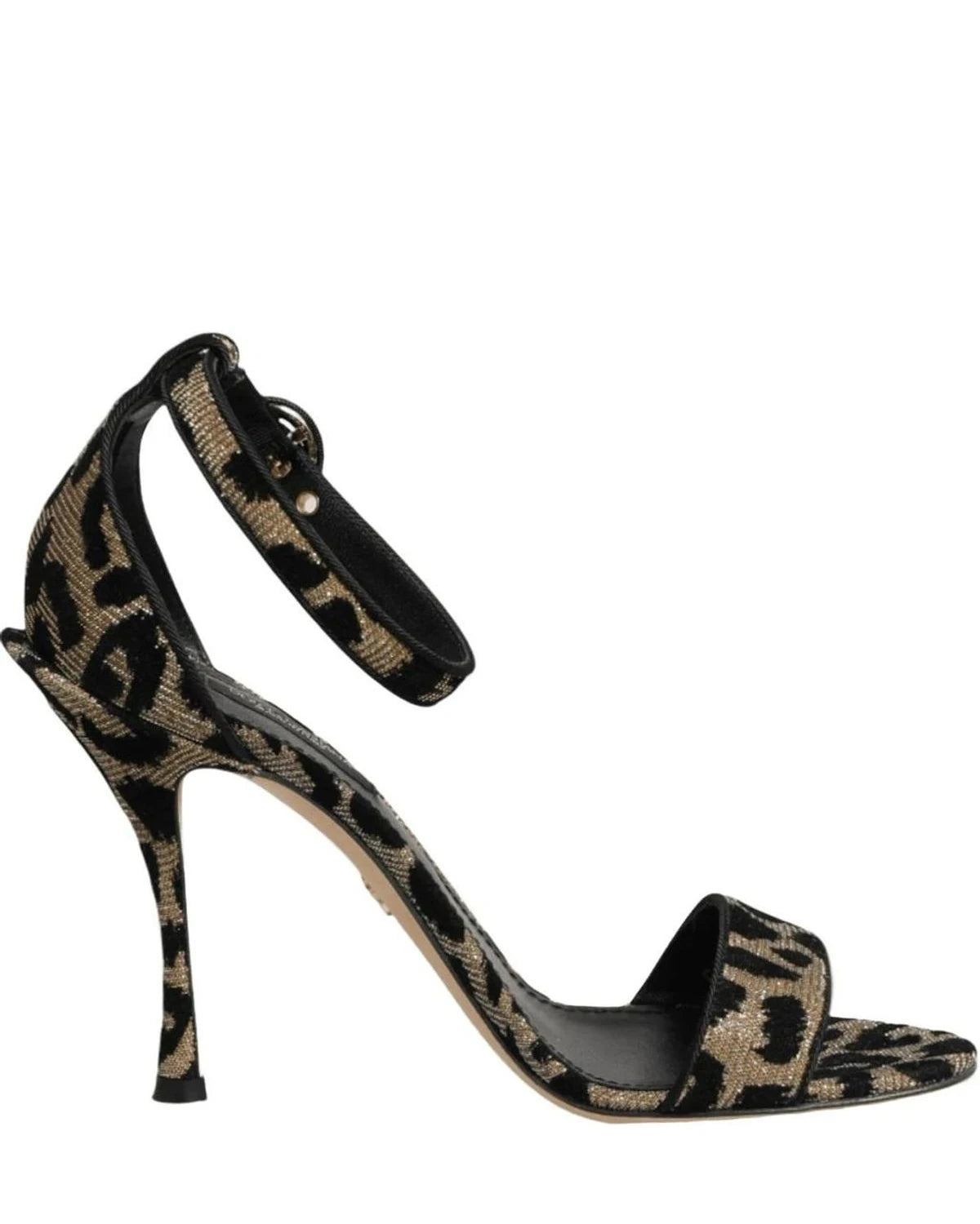 Dolce & Gabbana Gold Leopard Ankle Strap Heels Sandals Shoes Heels