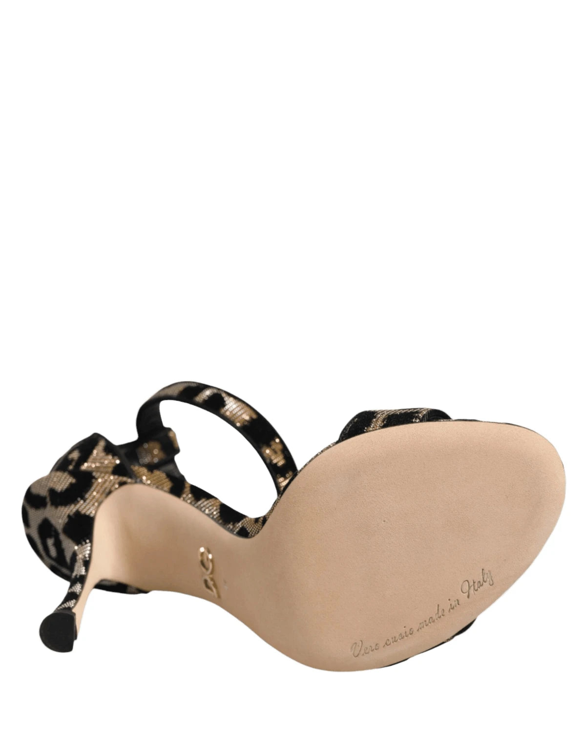 Dolce & Gabbana Gold Leopard Ankle Strap Heels Sandals Shoes Heels