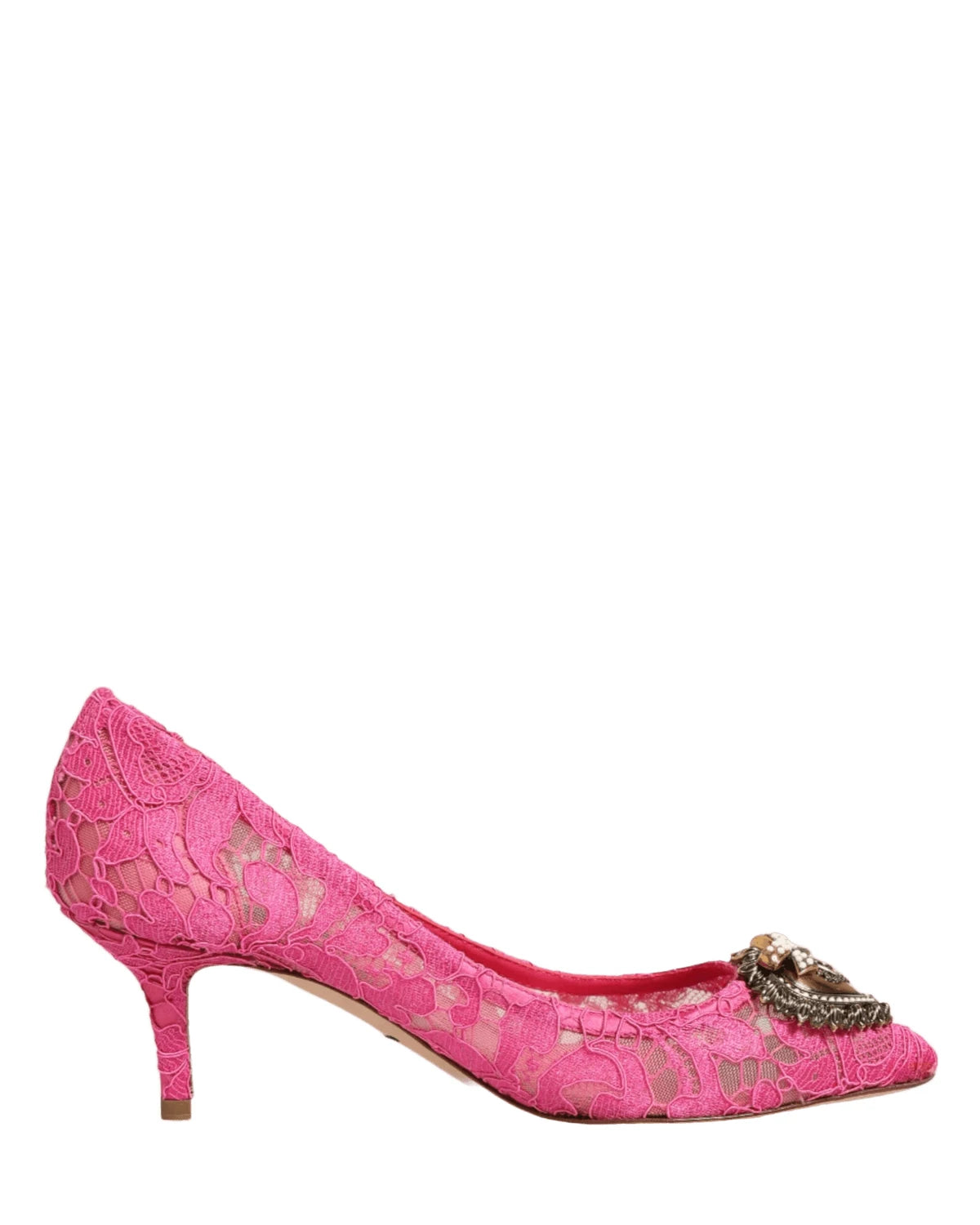 Dolce & Gabbana Pink Lace Taormina Devotion Pumps Shoes Heels