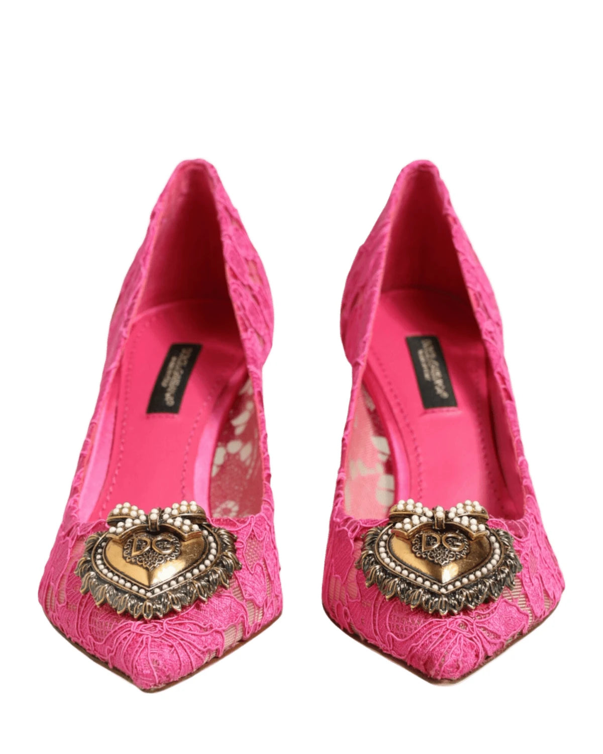 Dolce & Gabbana Pink Lace Taormina Devotion Pumps Shoes Heels