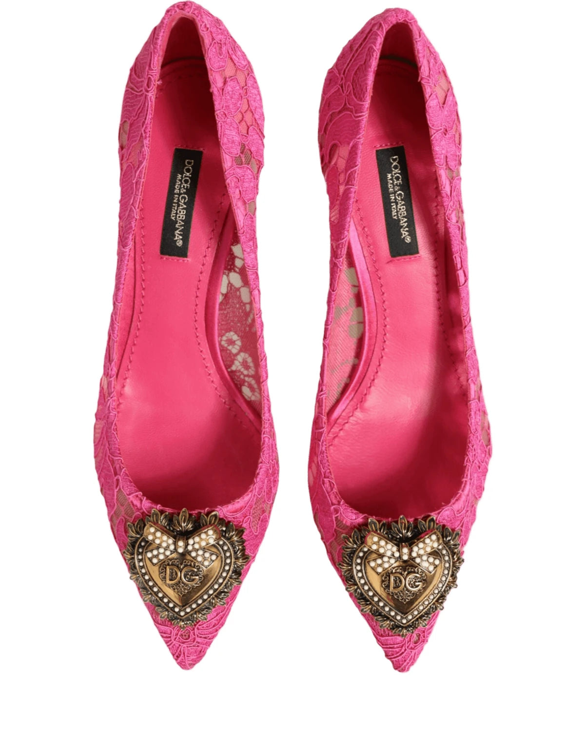 Dolce & Gabbana Pink Lace Taormina Devotion Pumps Shoes Heels