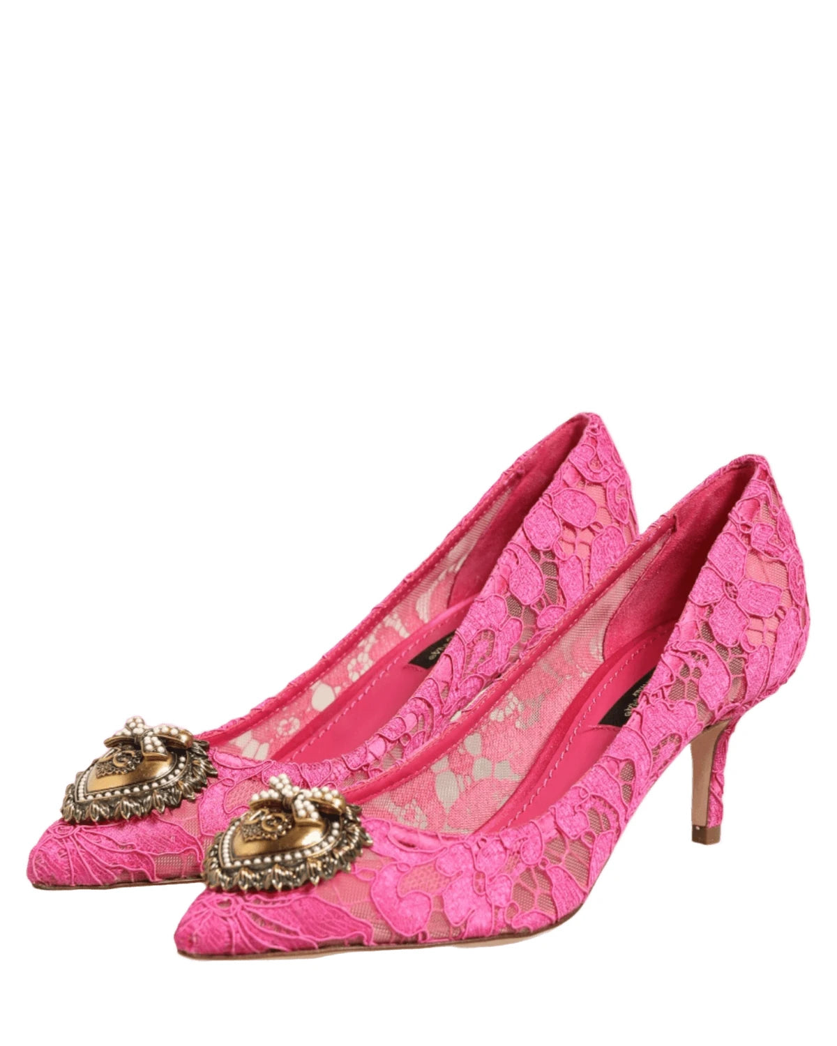 Dolce & Gabbana Pink Lace Taormina Devotion Pumps Shoes Heels